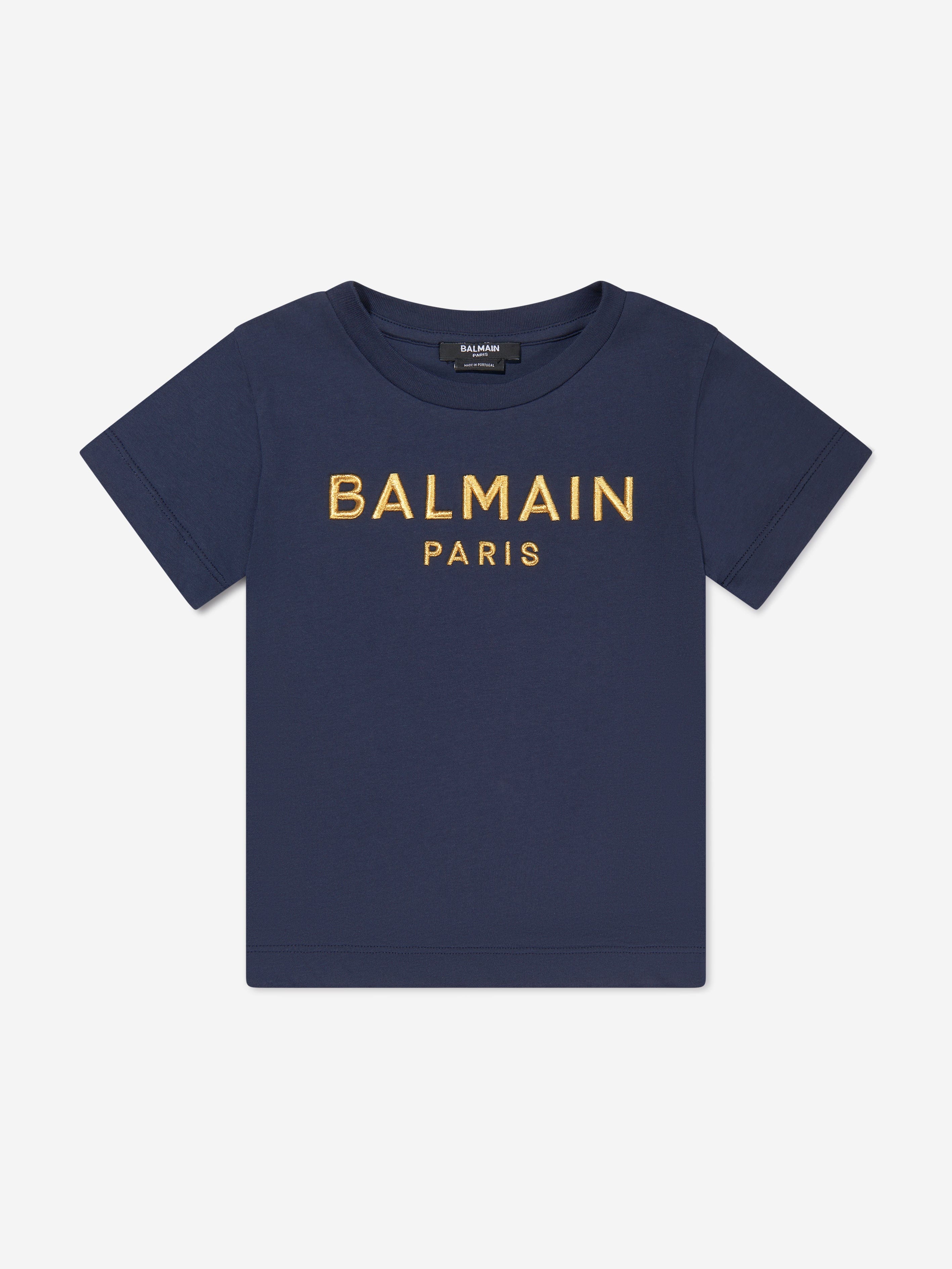 Balmain Girls Logo T-Shirt in Navy