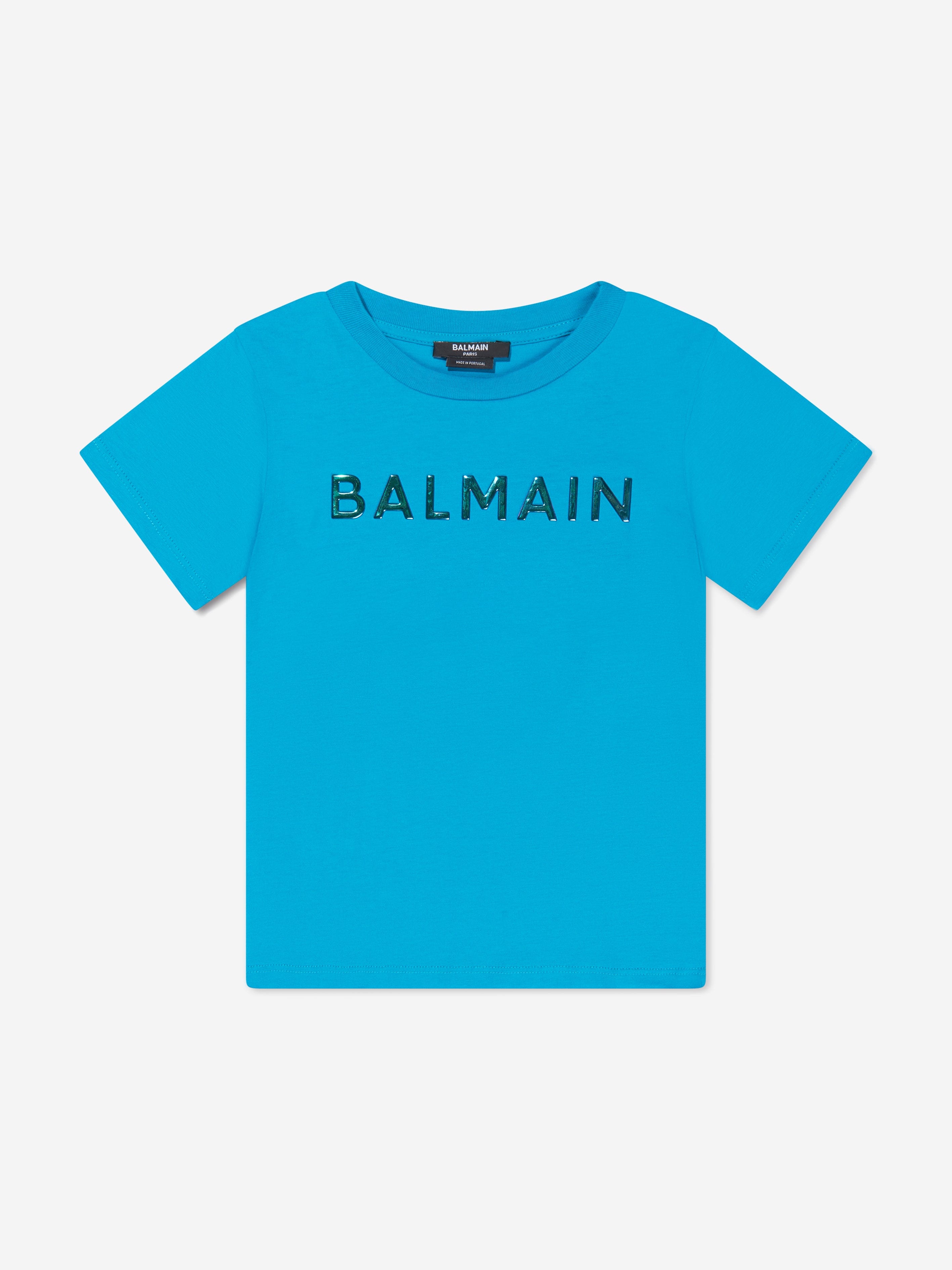 Balmain Boys Logo T-Shirt in Blue