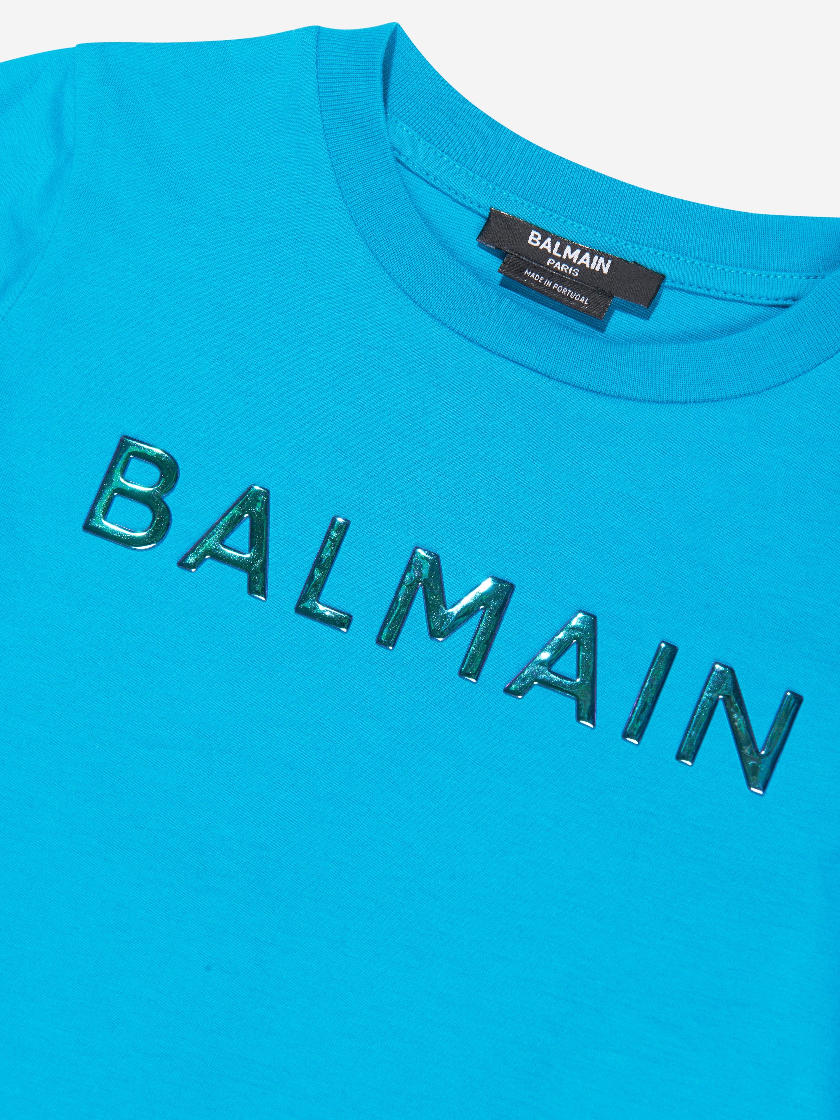 Balmain Boys Logo T-Shirt in Blue