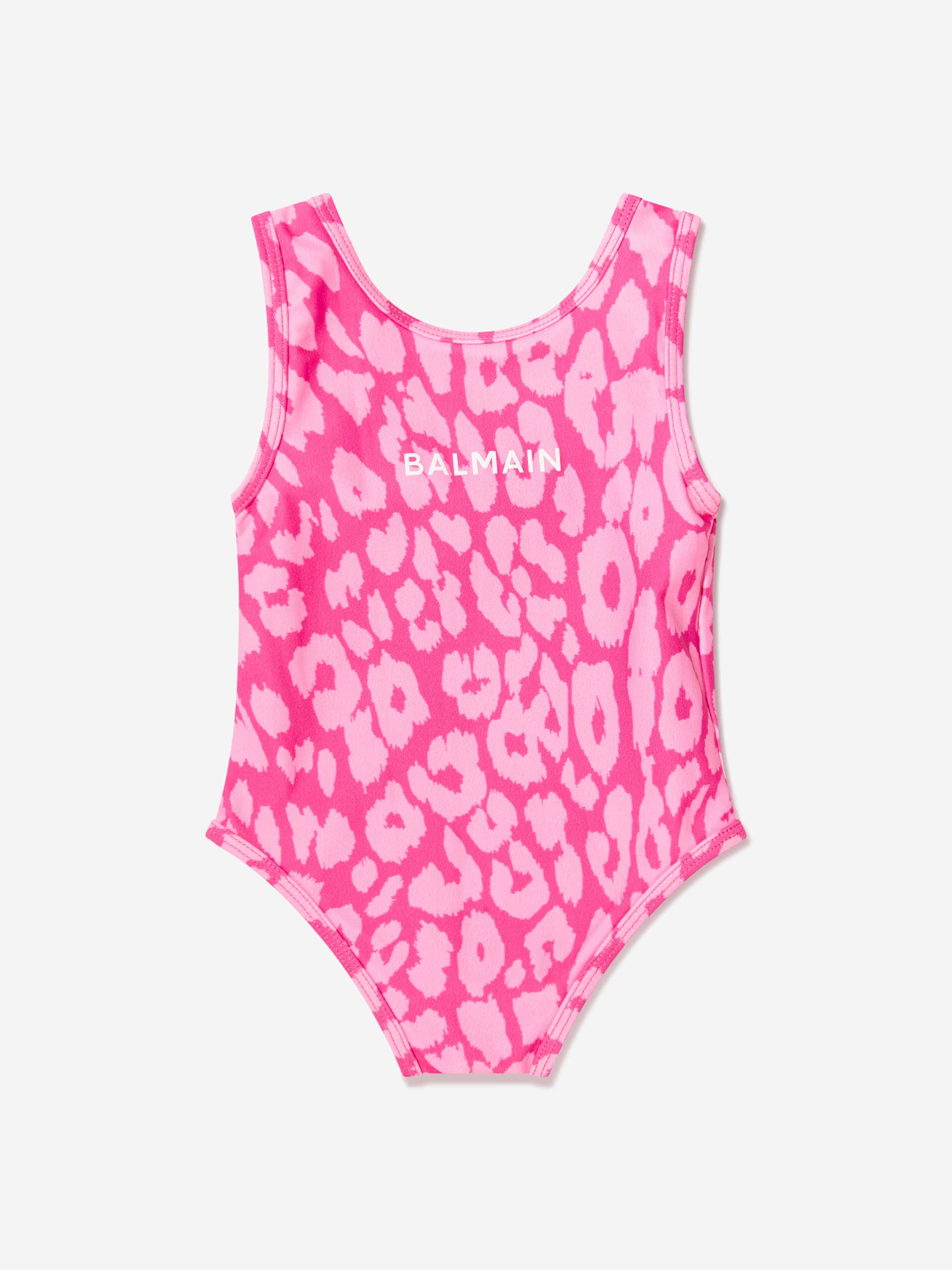 Balmain Baby Girls Leopard Print Swimsuit in Pink