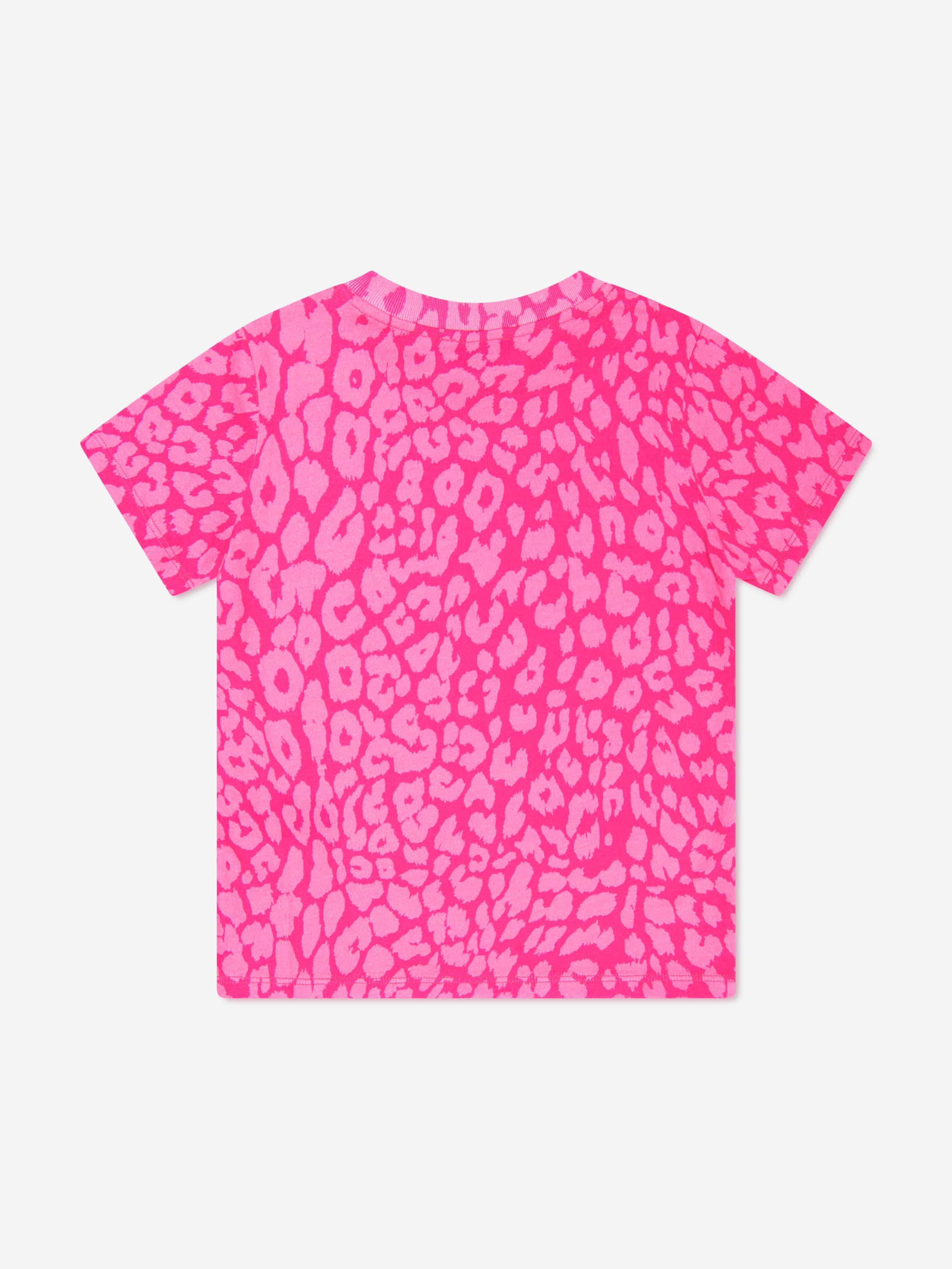 Balmain Girls Leopard Print T-Shirt in Pink