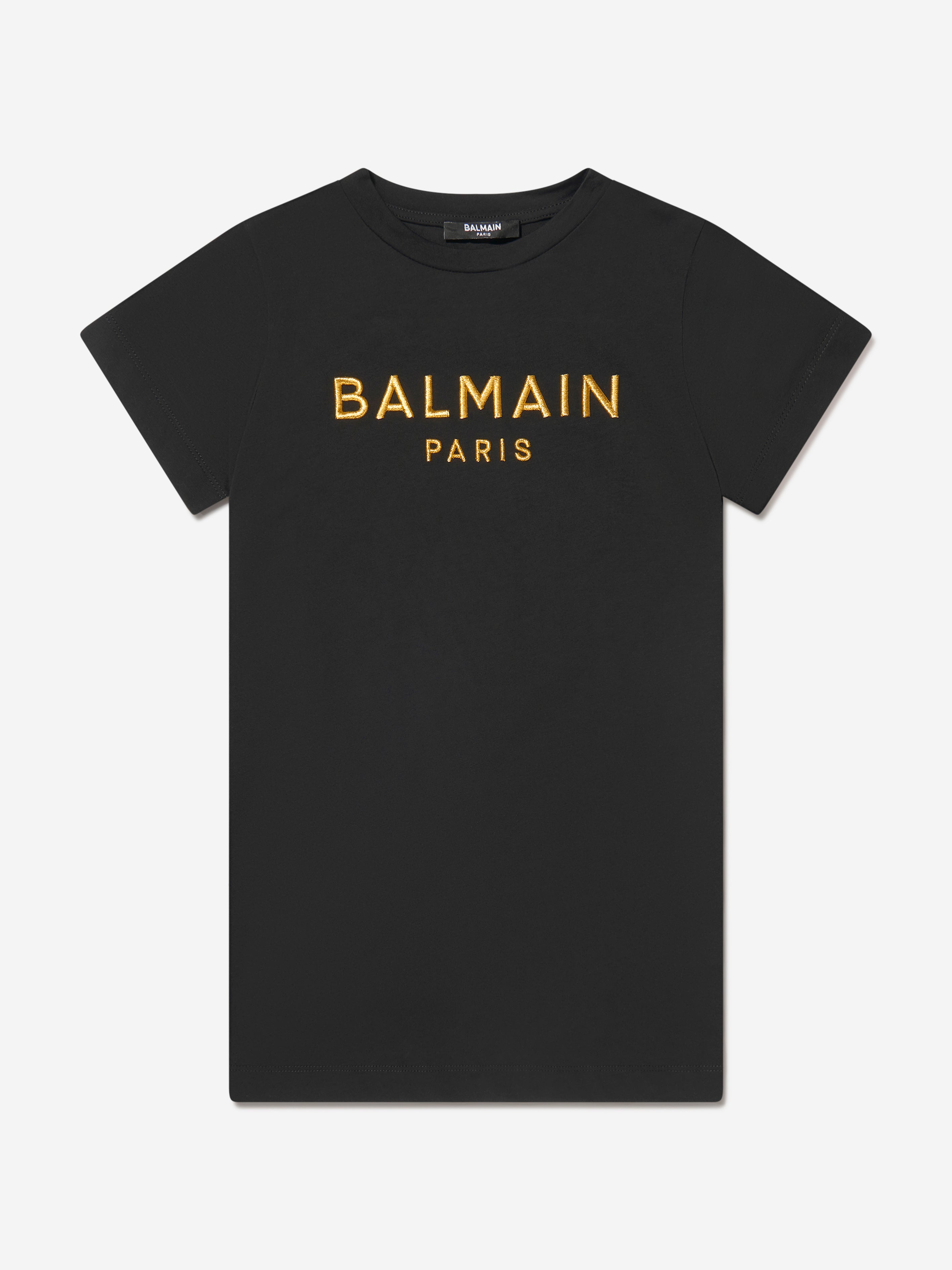 Balmain Girls Logo Jersey Dress in Black