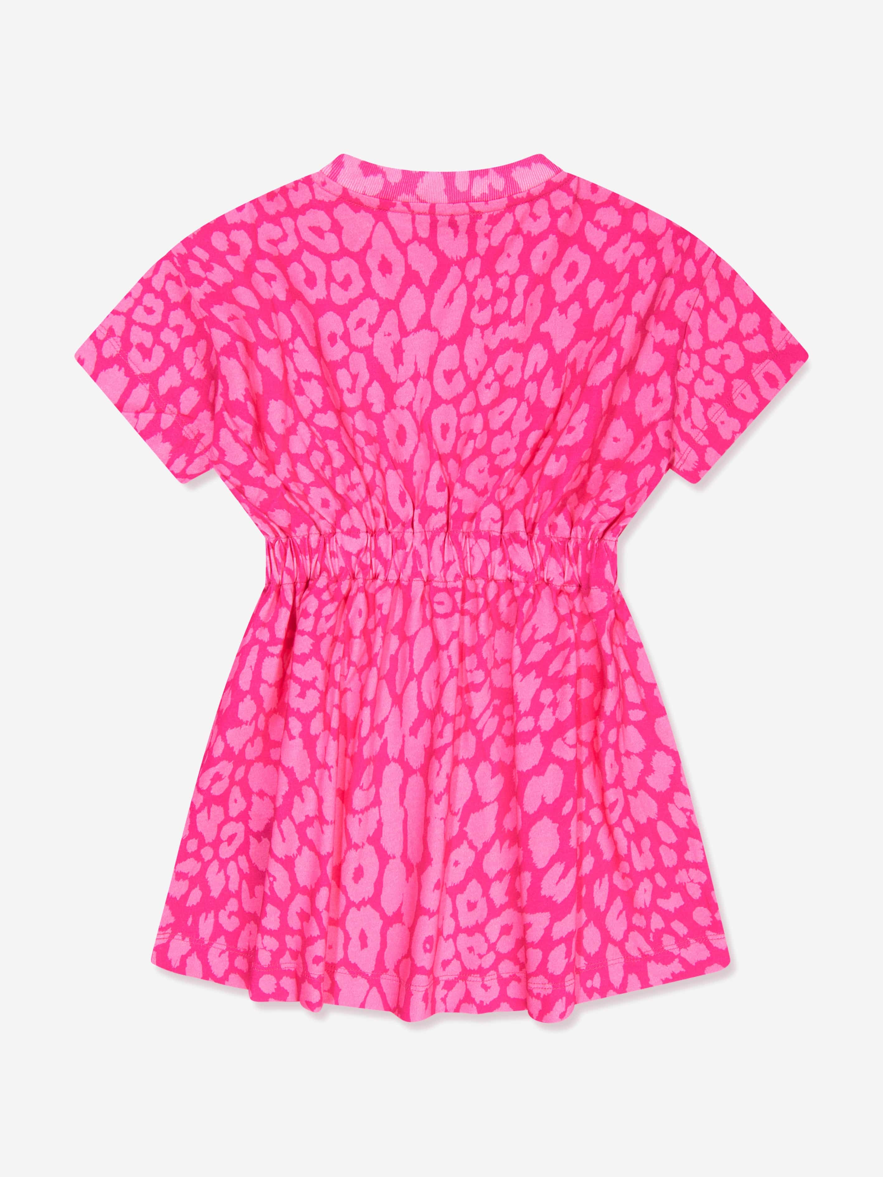 Balmain Girls Leopard Print Jersey Dress in Pink