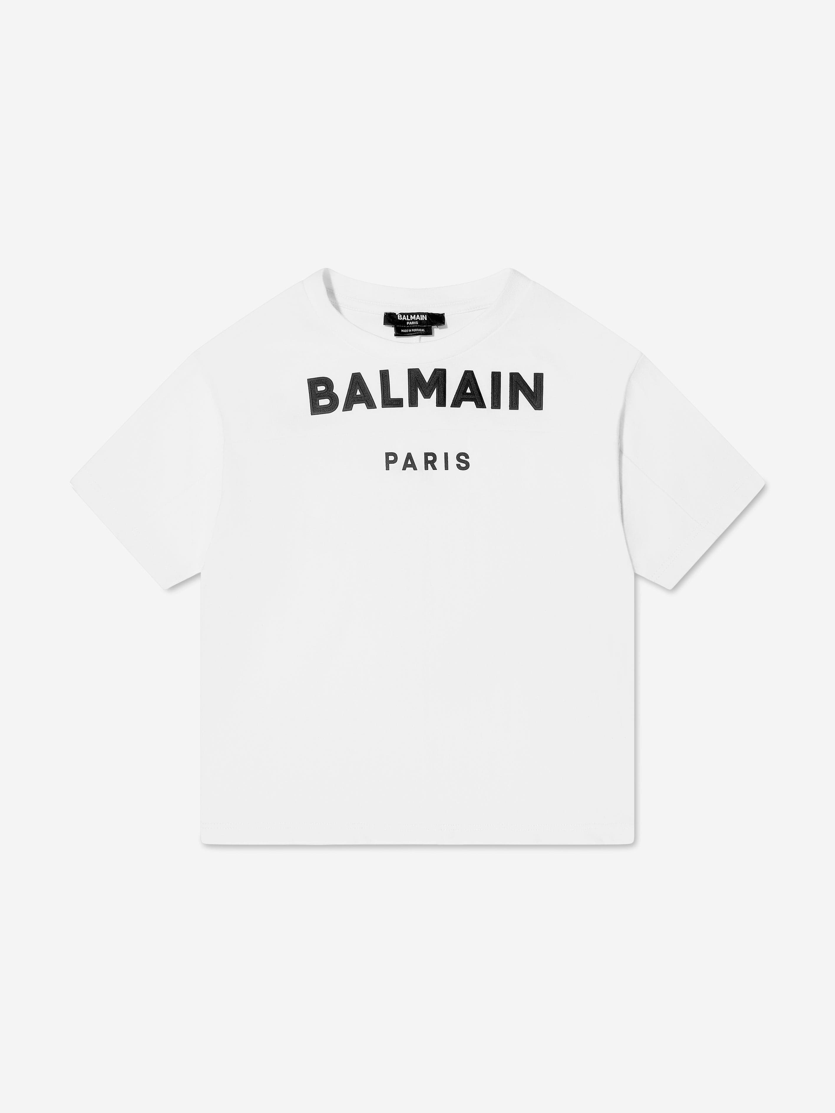 Balmain Boys Logo Print T-Shirt in White