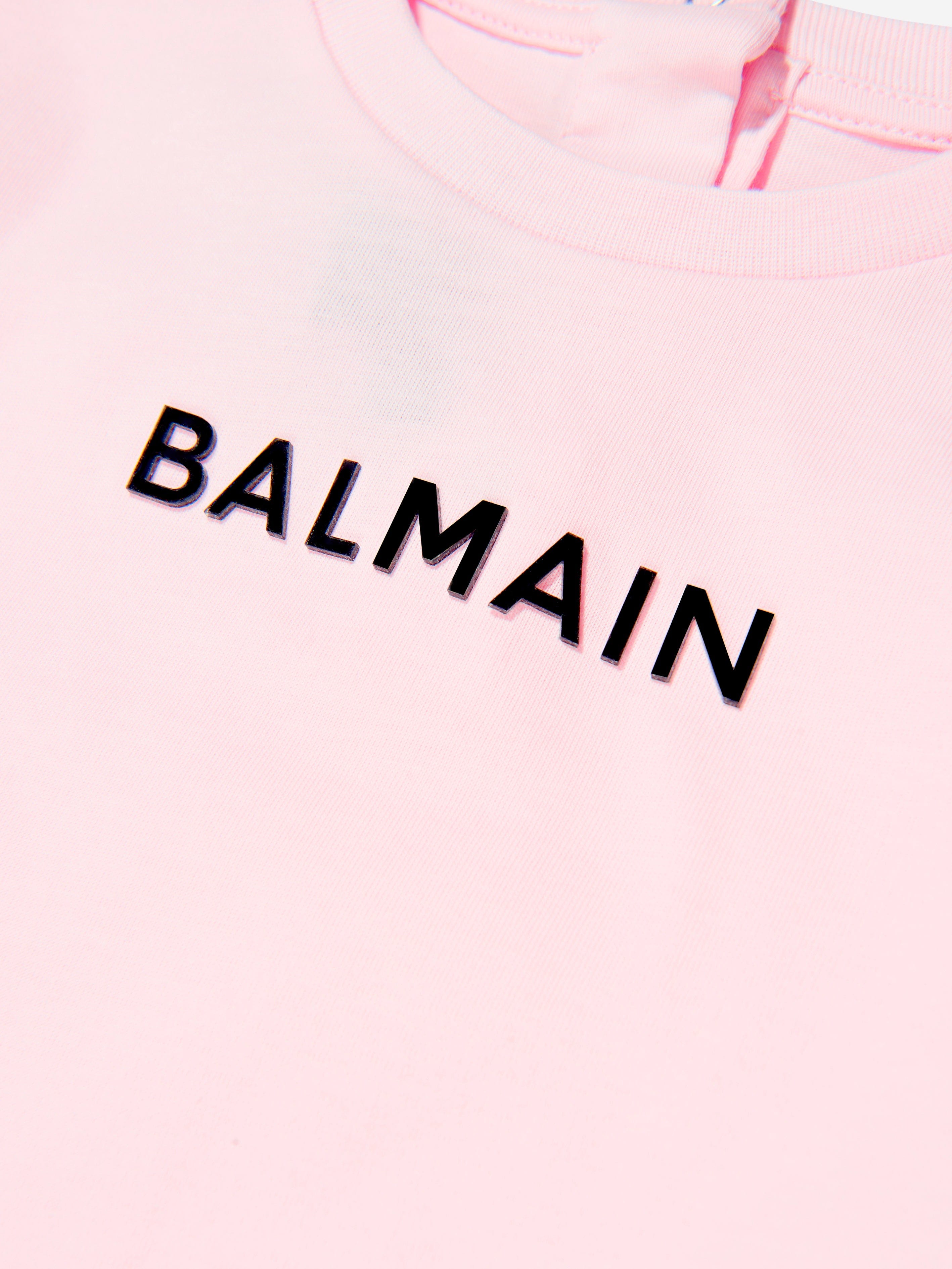 Balmain Baby Girls Logo T-Shirt in Pink