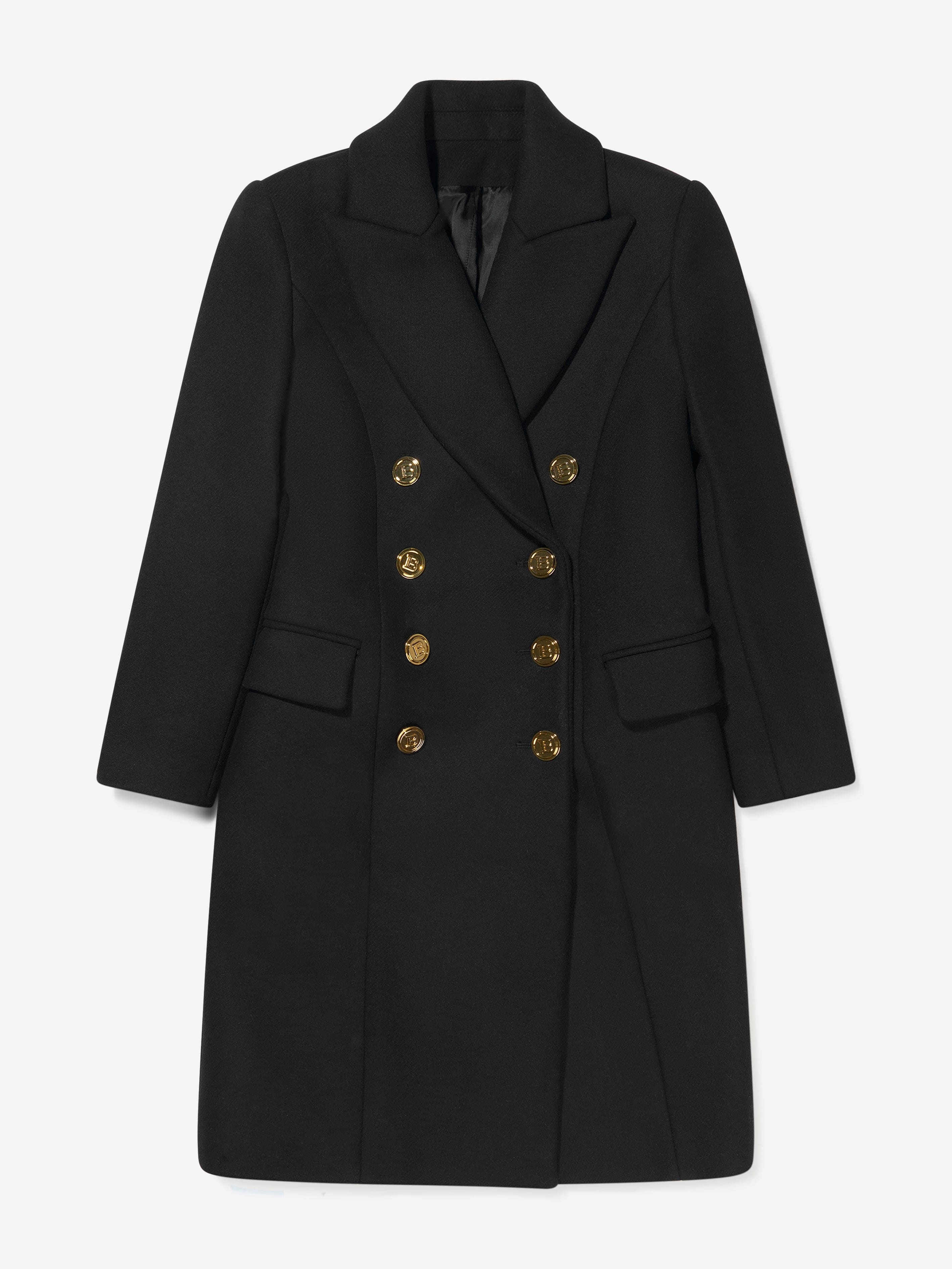 Balmain Girls Double Breasted Wool Coat