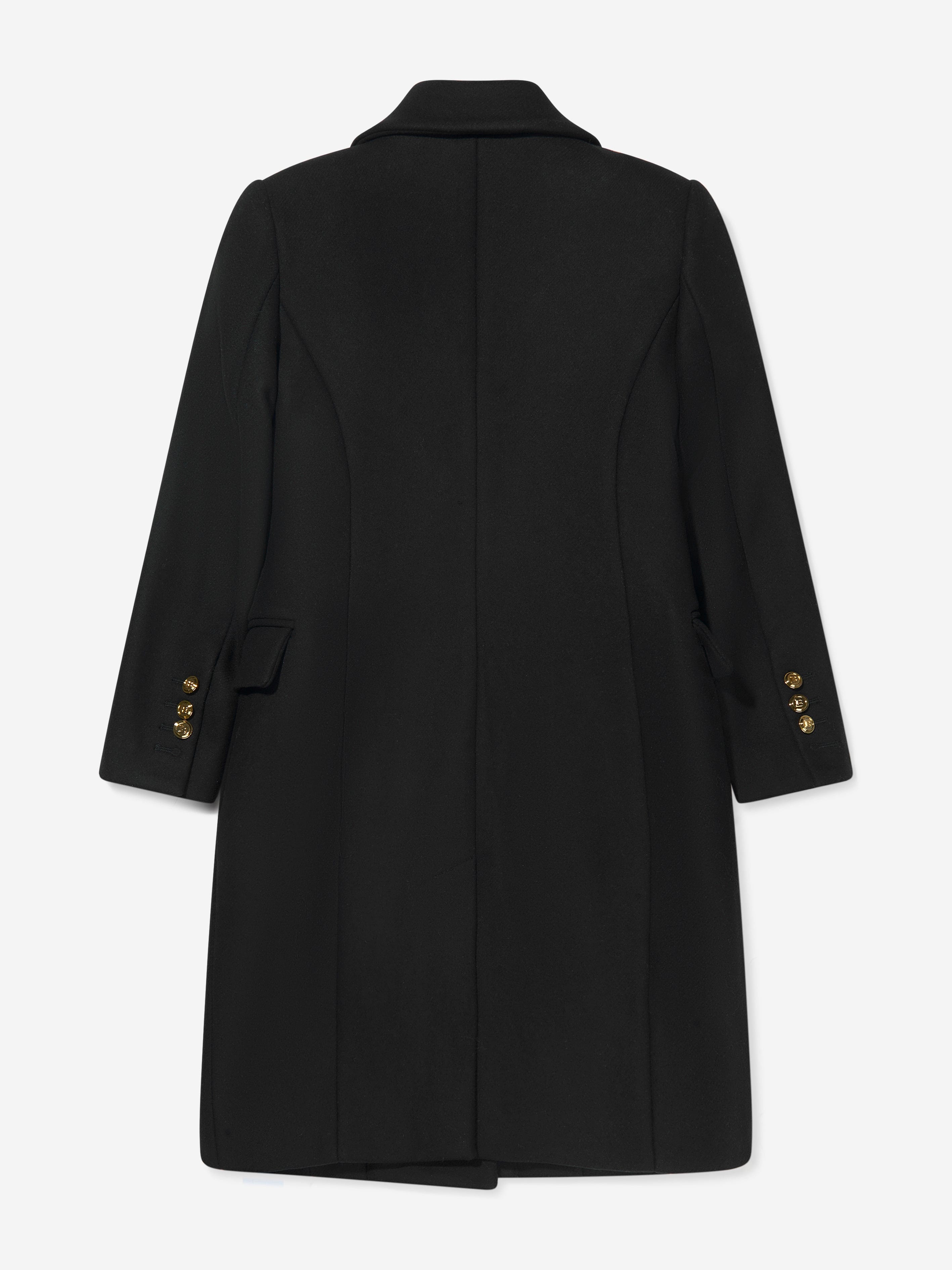 Balmain Girls Double Breasted Wool Coat