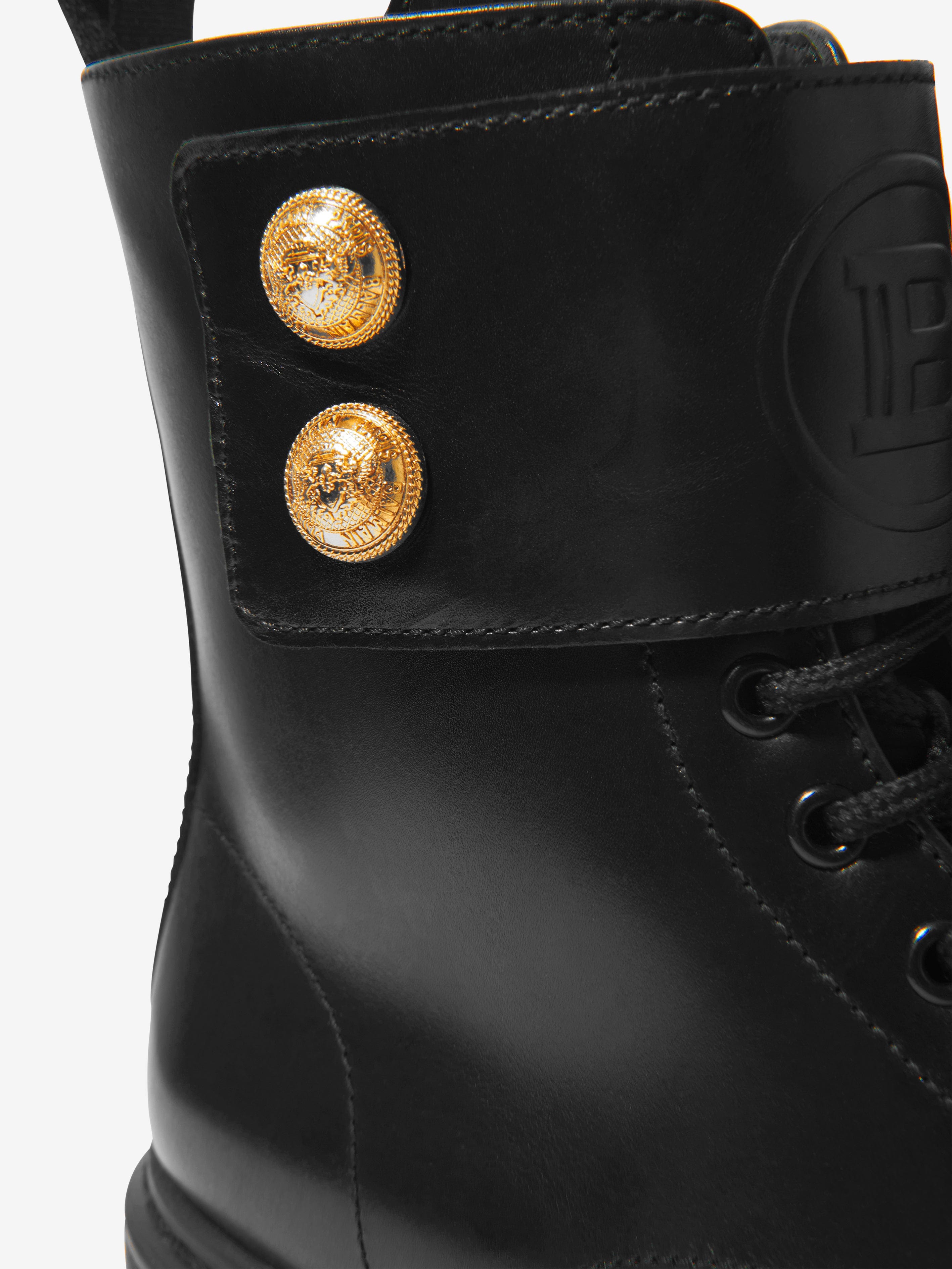 Balmain Kids Leather Branded Boots