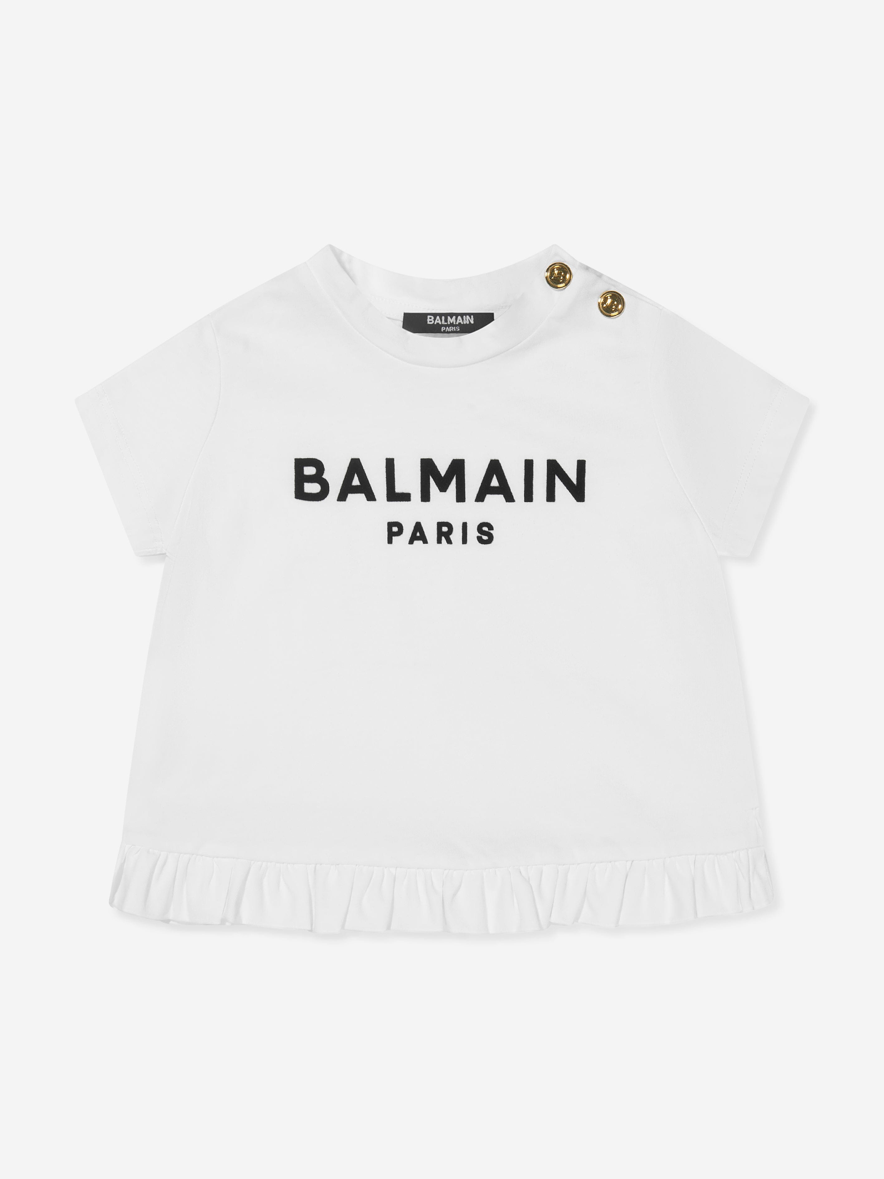 Balmain Baby Girls Logo Frilled T-Shirt