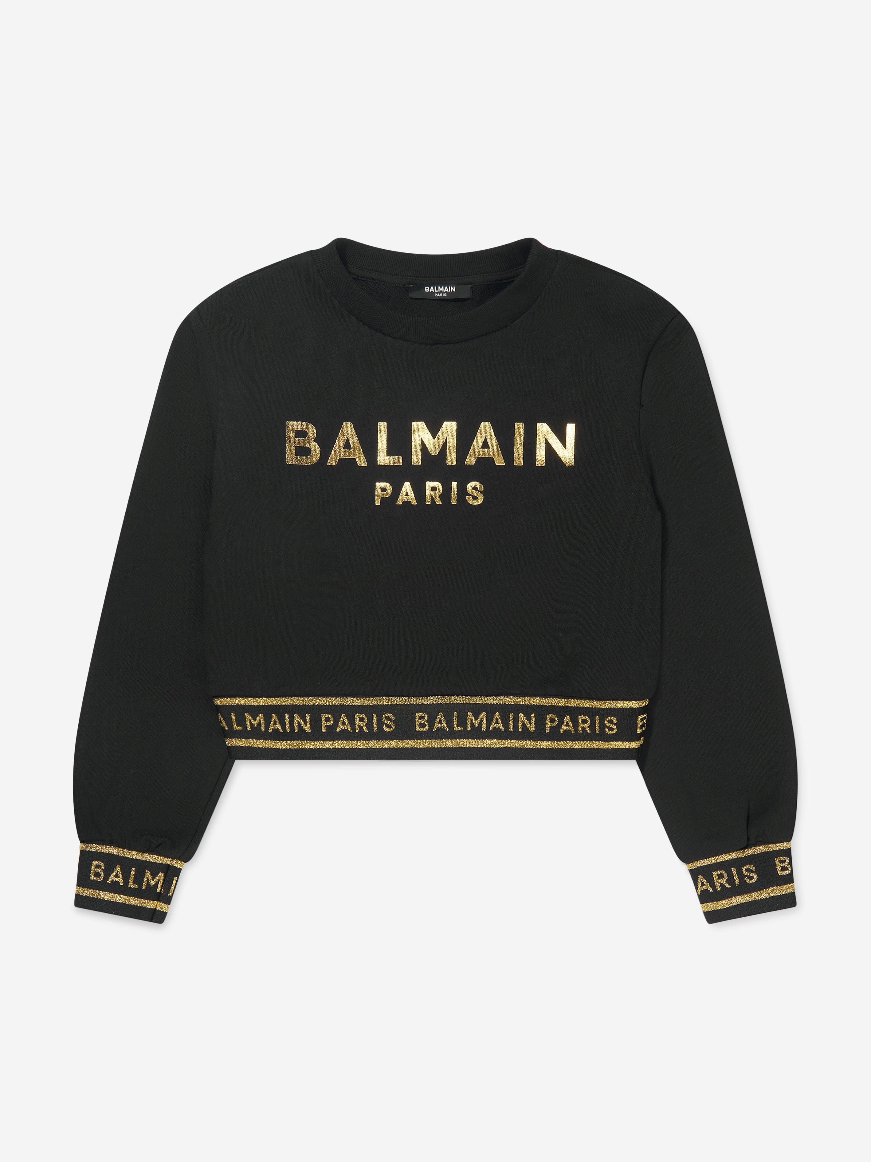 Balmain Girls Cropped Logo Sweatshirt