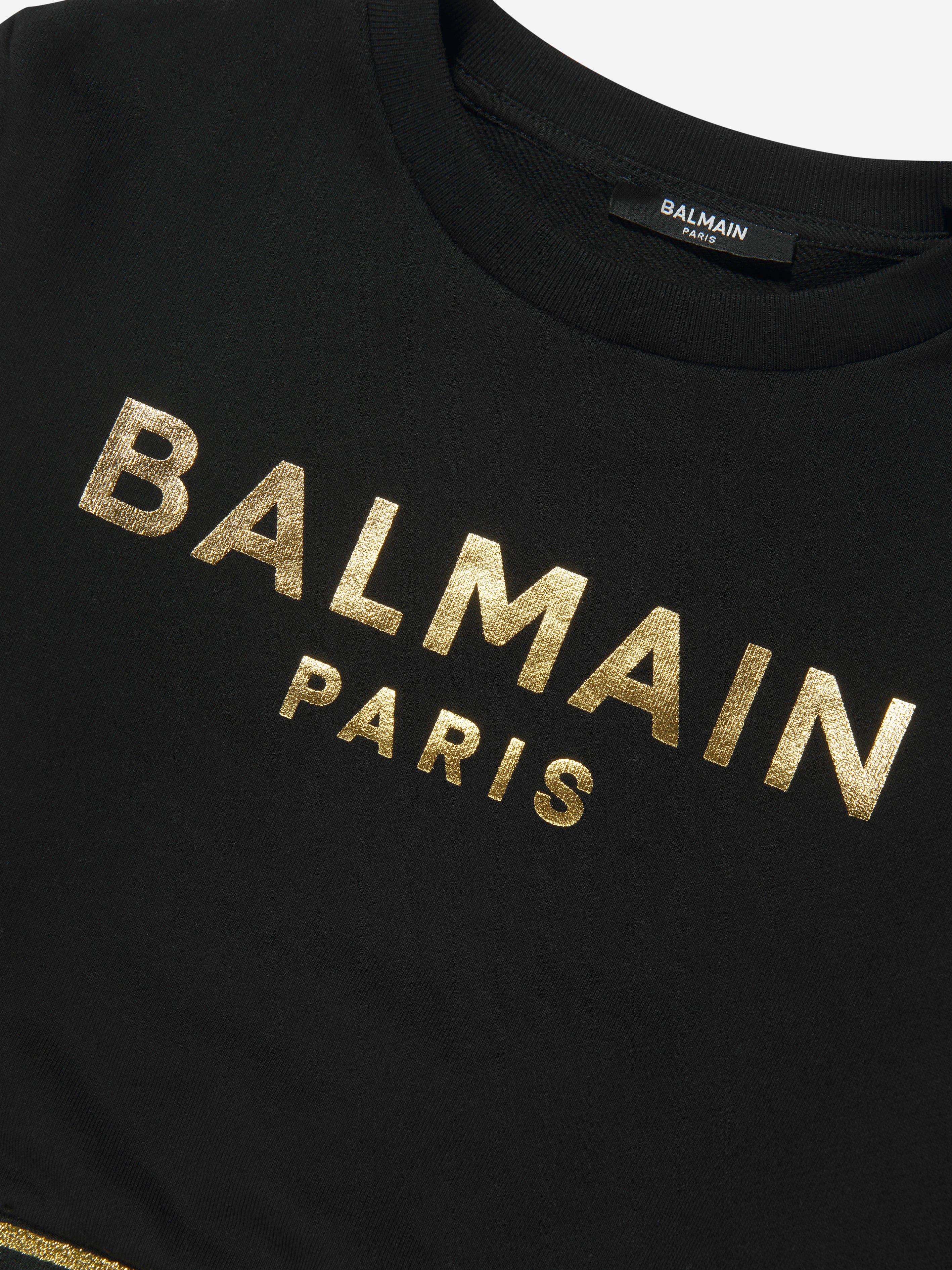 Balmain Girls Cropped Logo Sweatshirt