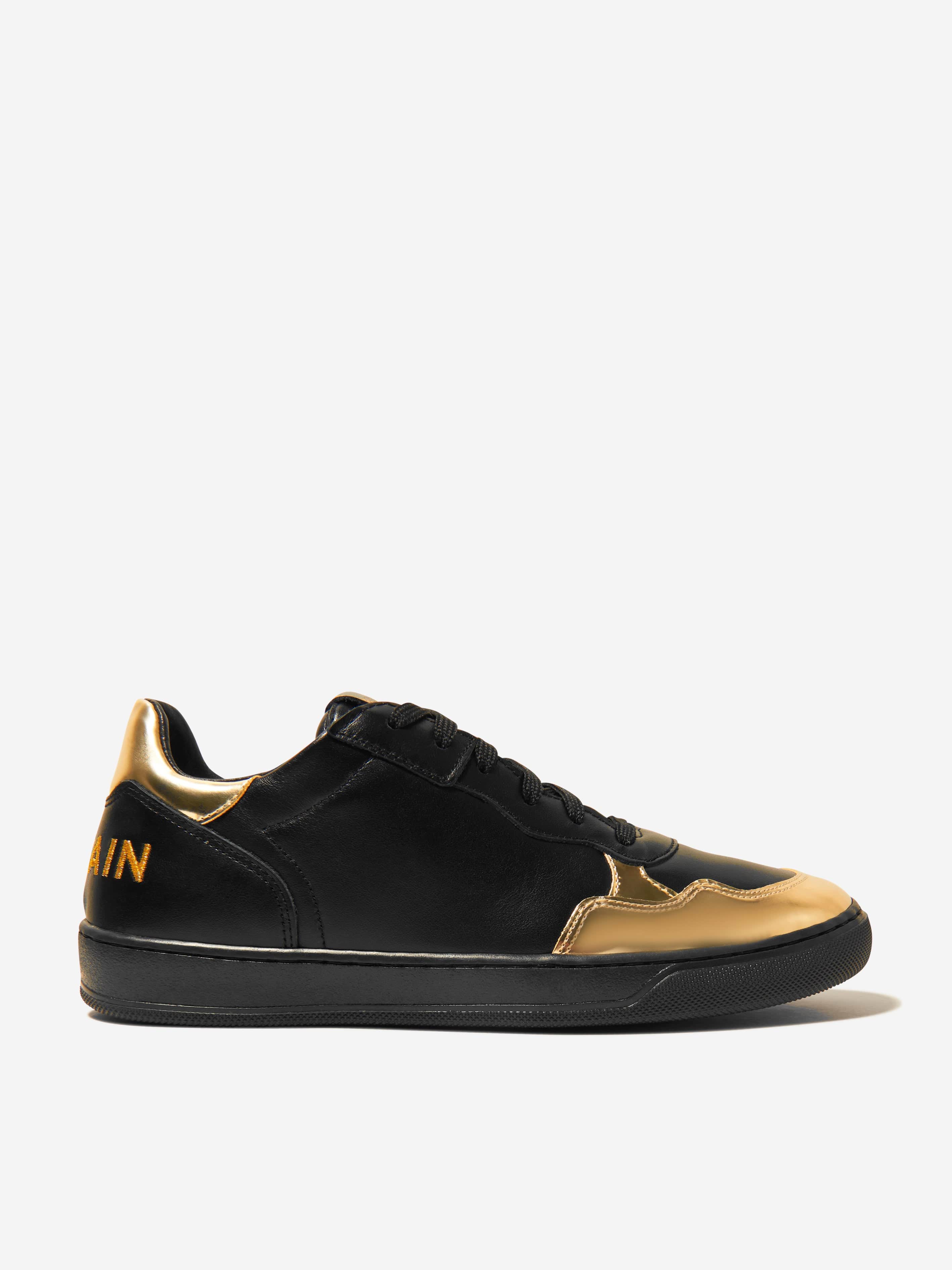 Balmain Boys Leather Low Basket Trainers