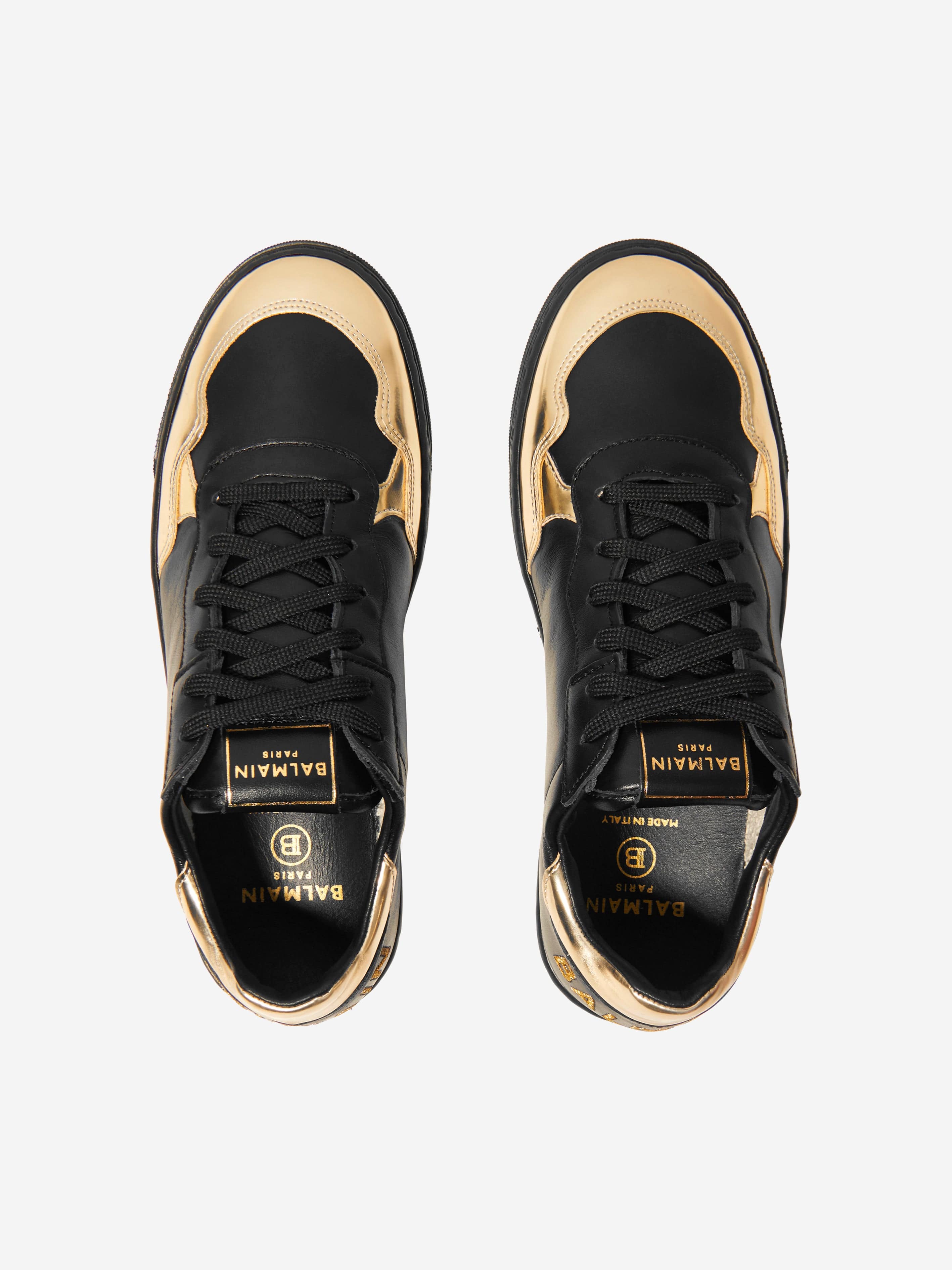 Balmain Boys Leather Low Basket Trainers