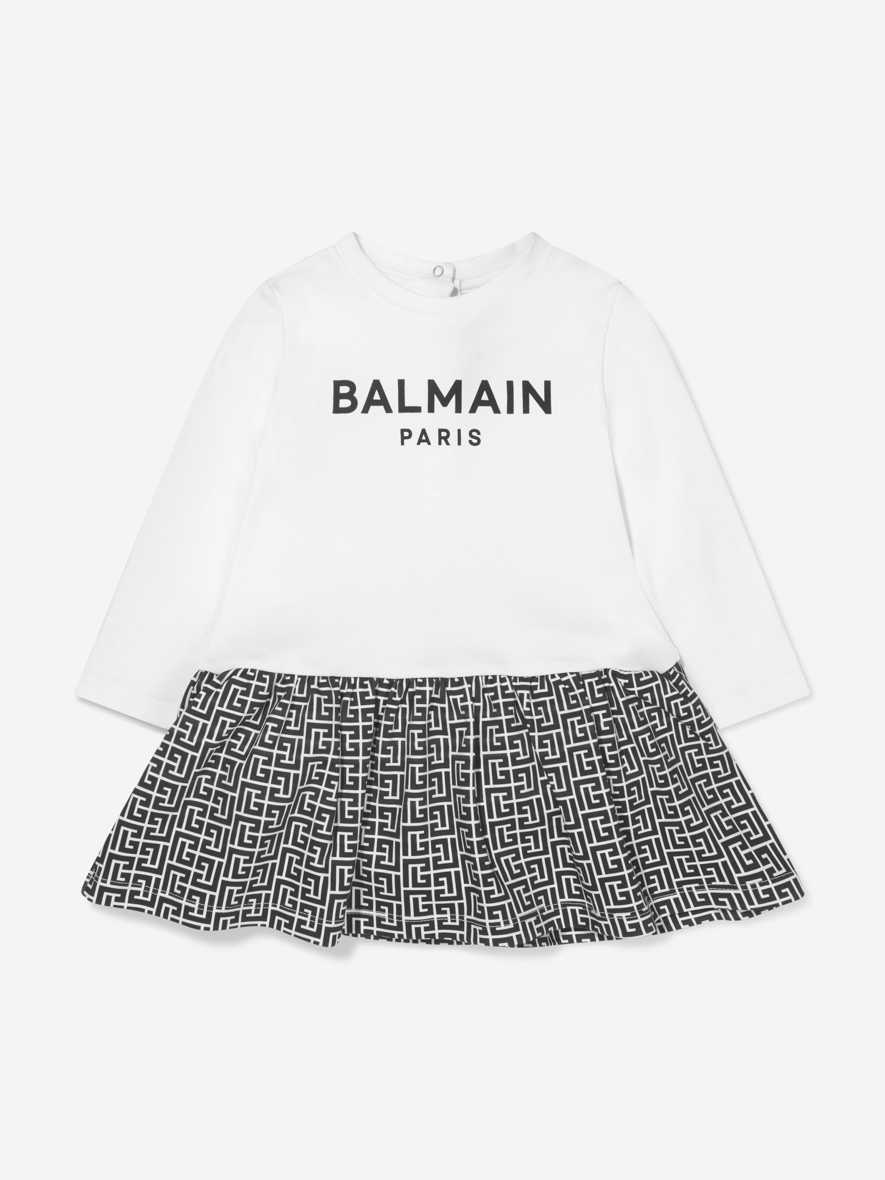 Balmain Baby Girls Long Sleeve Logo Dress