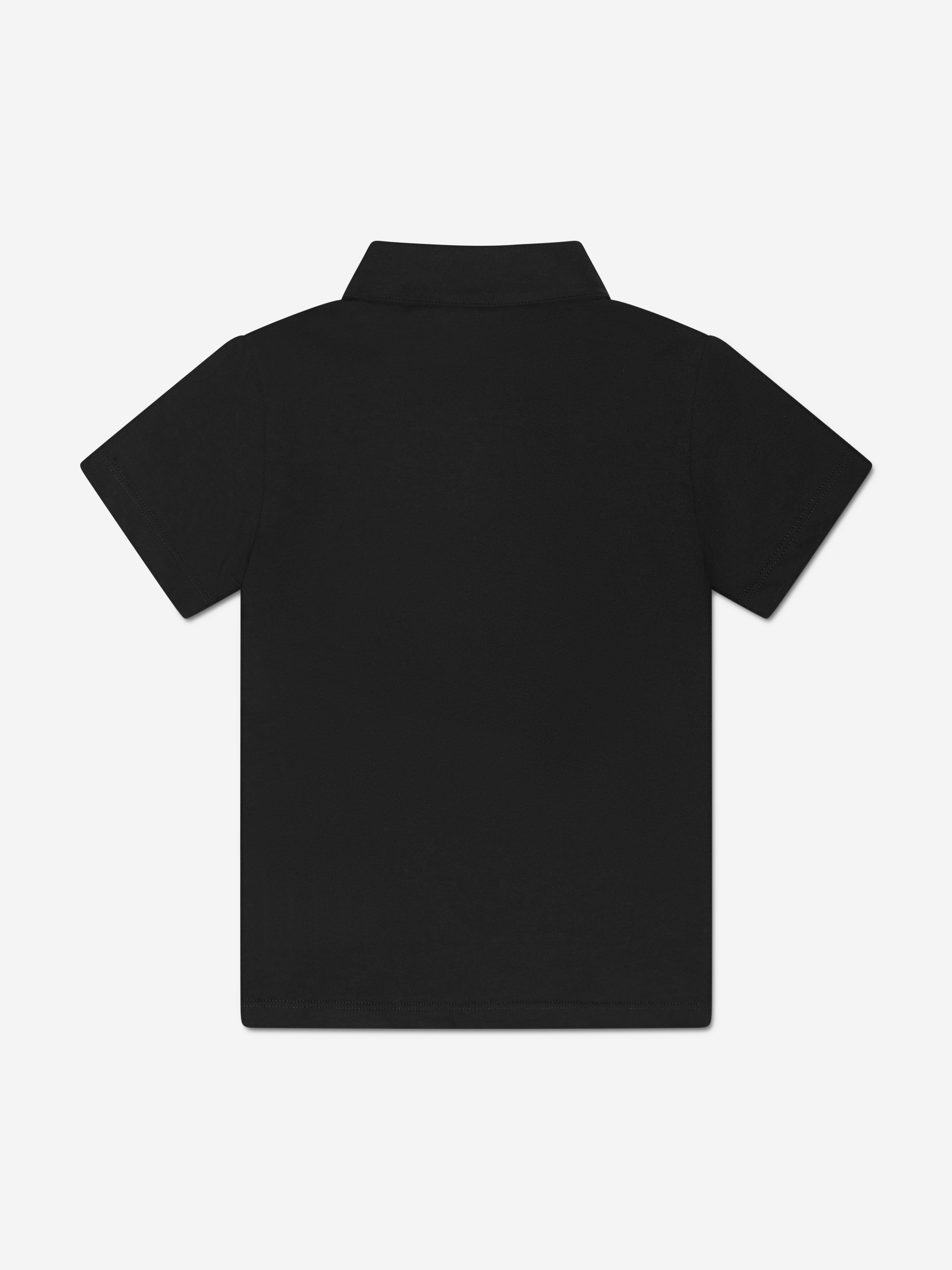 Balmain Boys Logo Tape Polo Shirt in Black