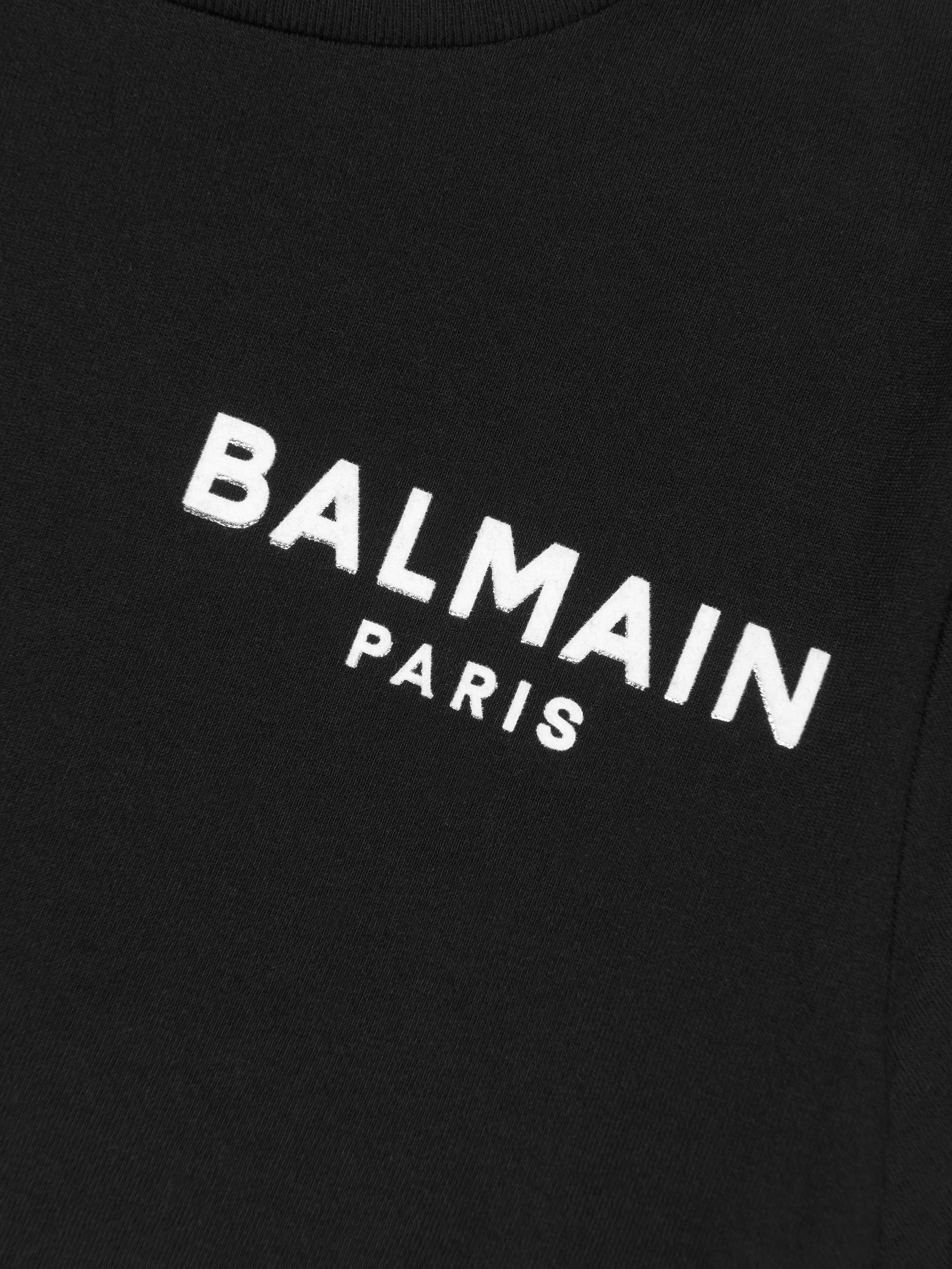 Balmain Girls Cropped Logo T-Shirt in Black