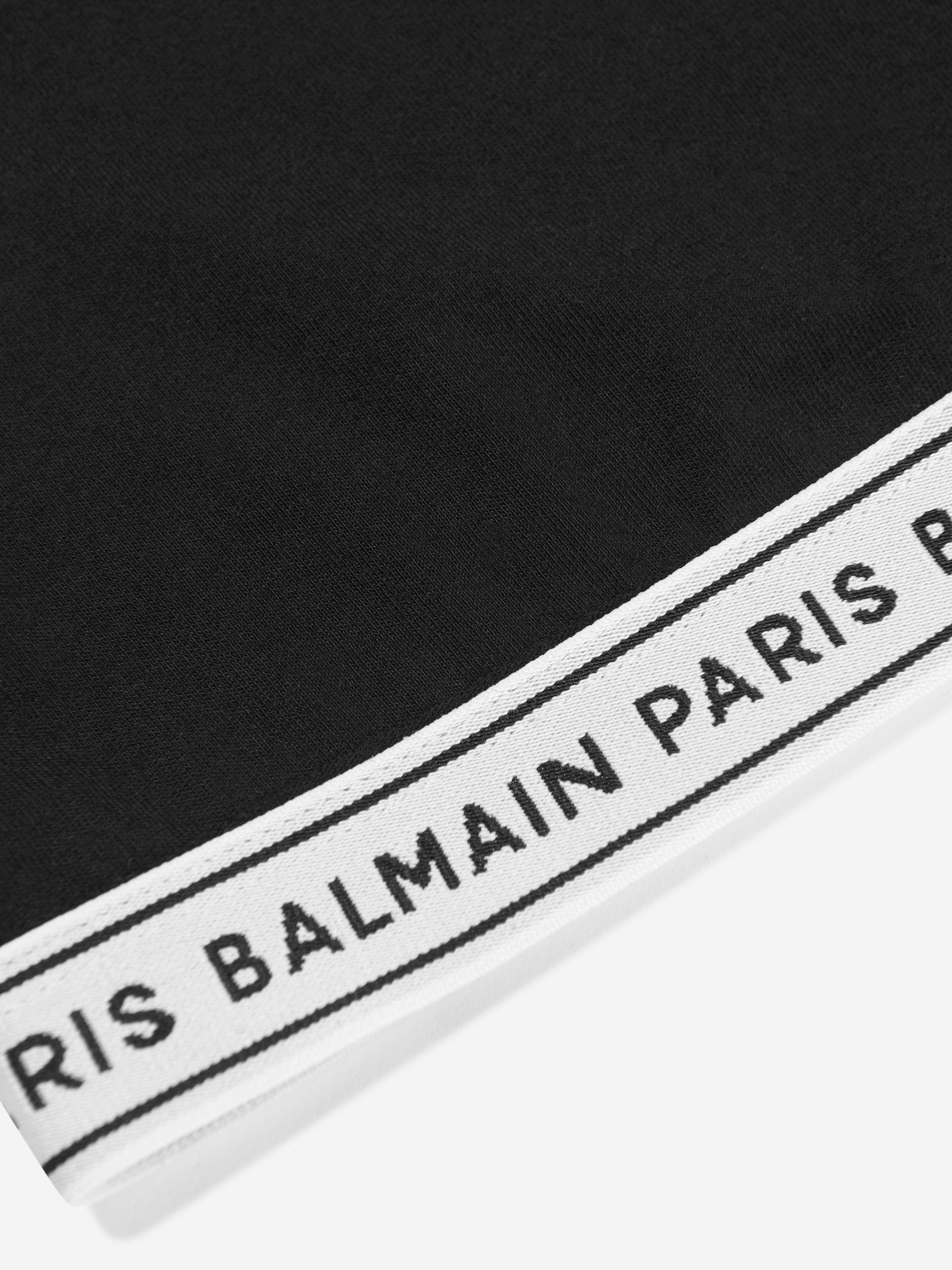 Balmain Girls Cropped Logo T-Shirt in Black