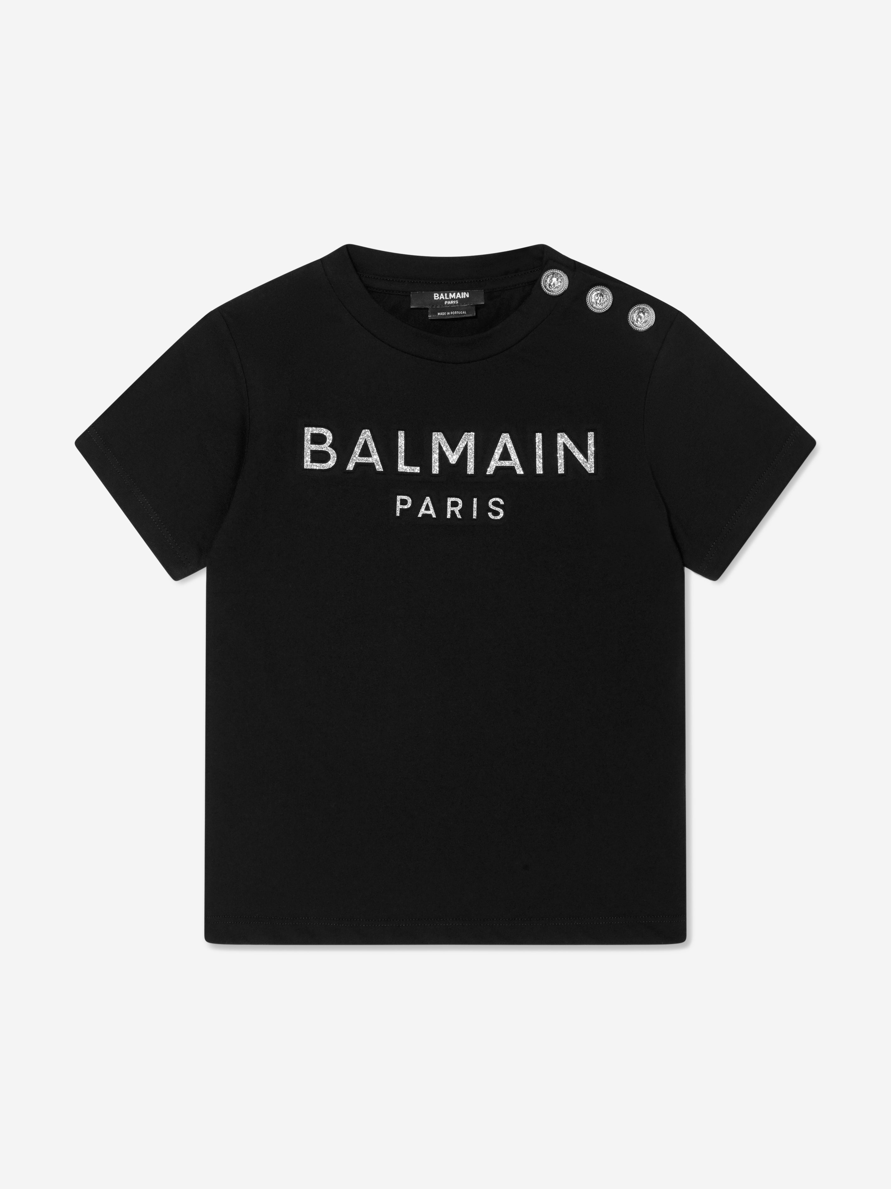 Balmain Girls Logo T-Shirt in Black