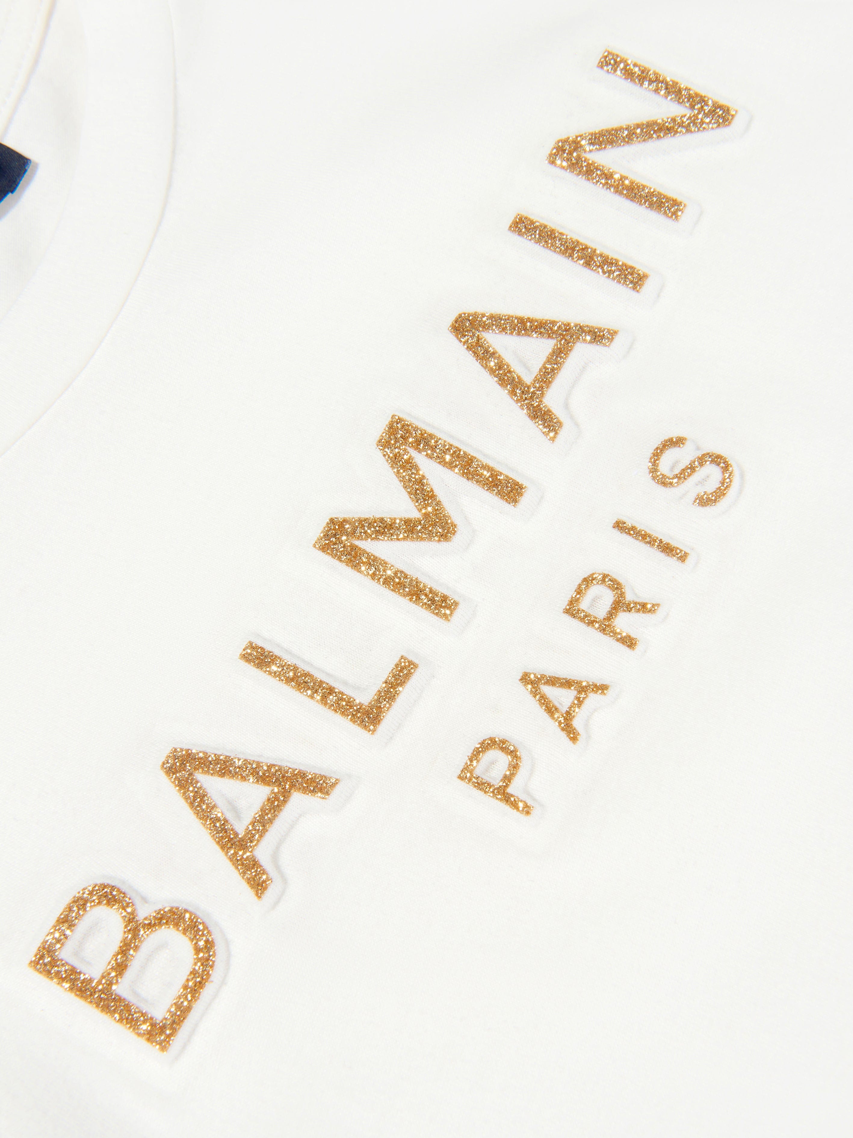 Balmain Girls Logo T-Shirt in Ivory