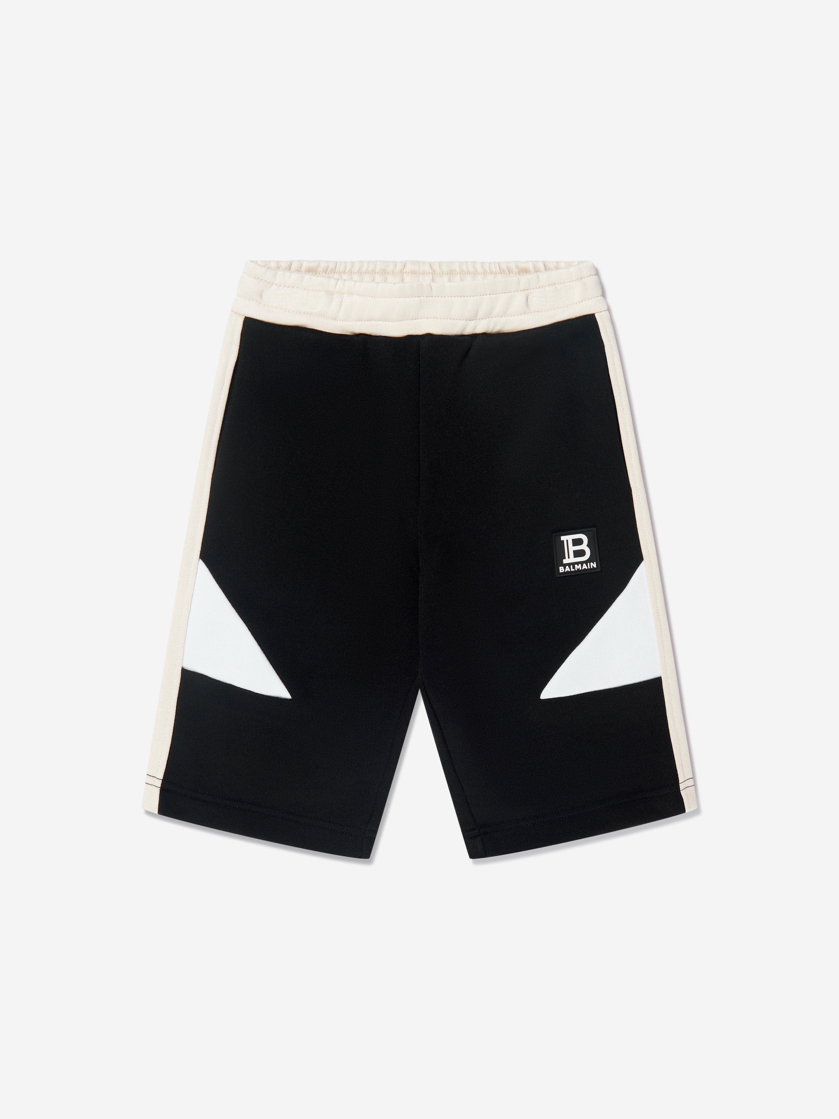 Balmain Boys Jersey Logo Shorts in Black