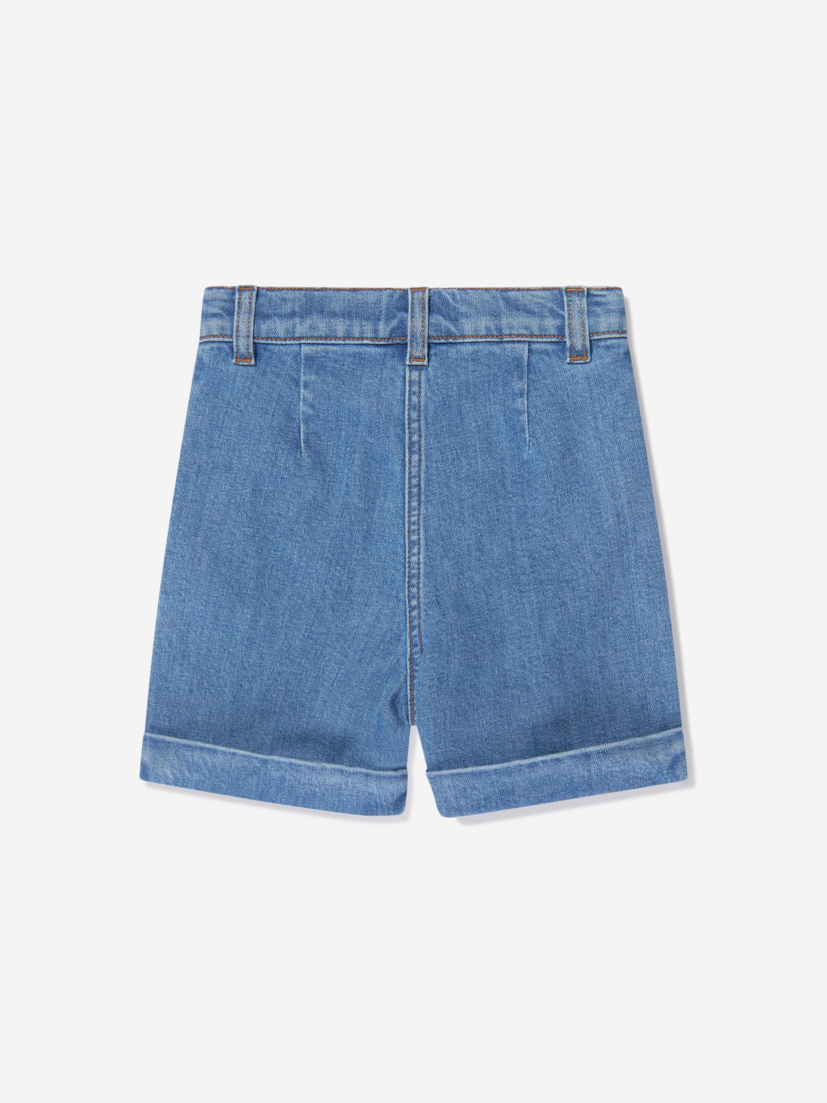 Balmain Girls Denim Shorts in Blue