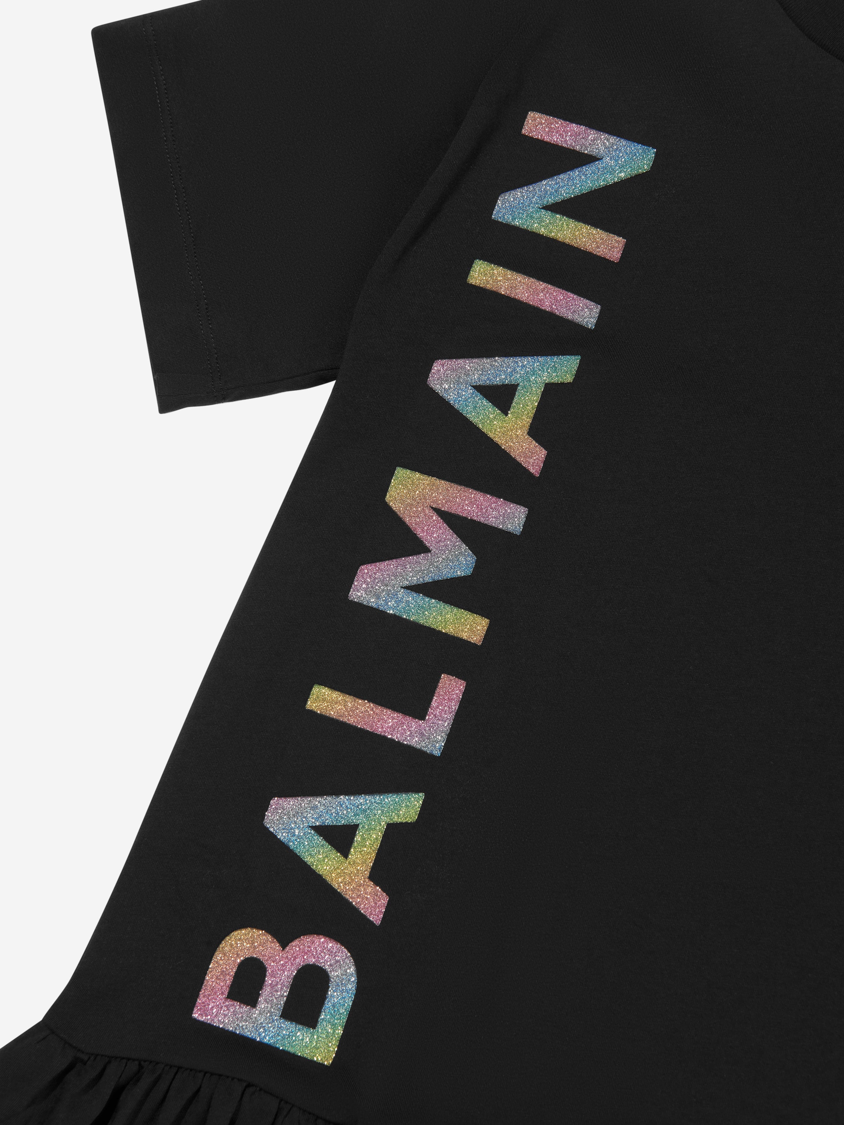 Balmain Girls Logo Jersey Dress in Black