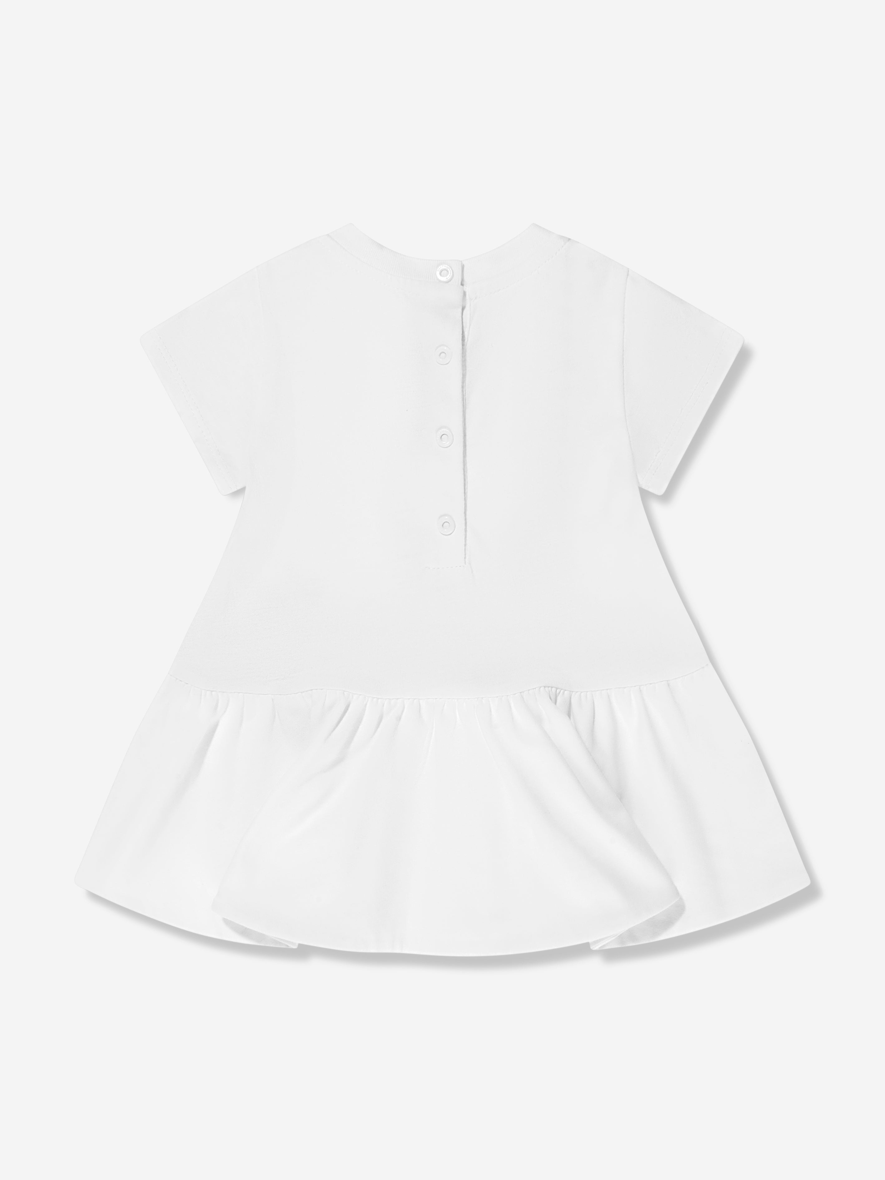 Balmain Baby Girls Logo Jersey Dress in White