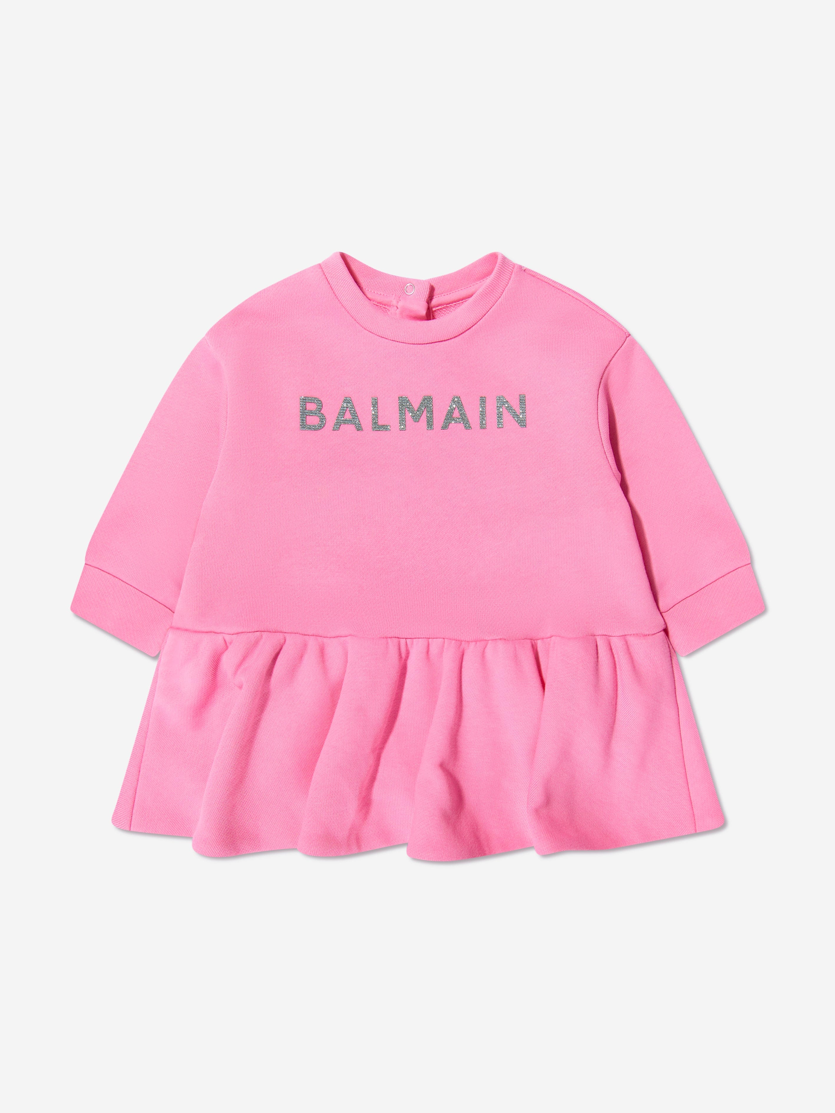 Balmain Baby Girls Logo Jersey Dress in Pink