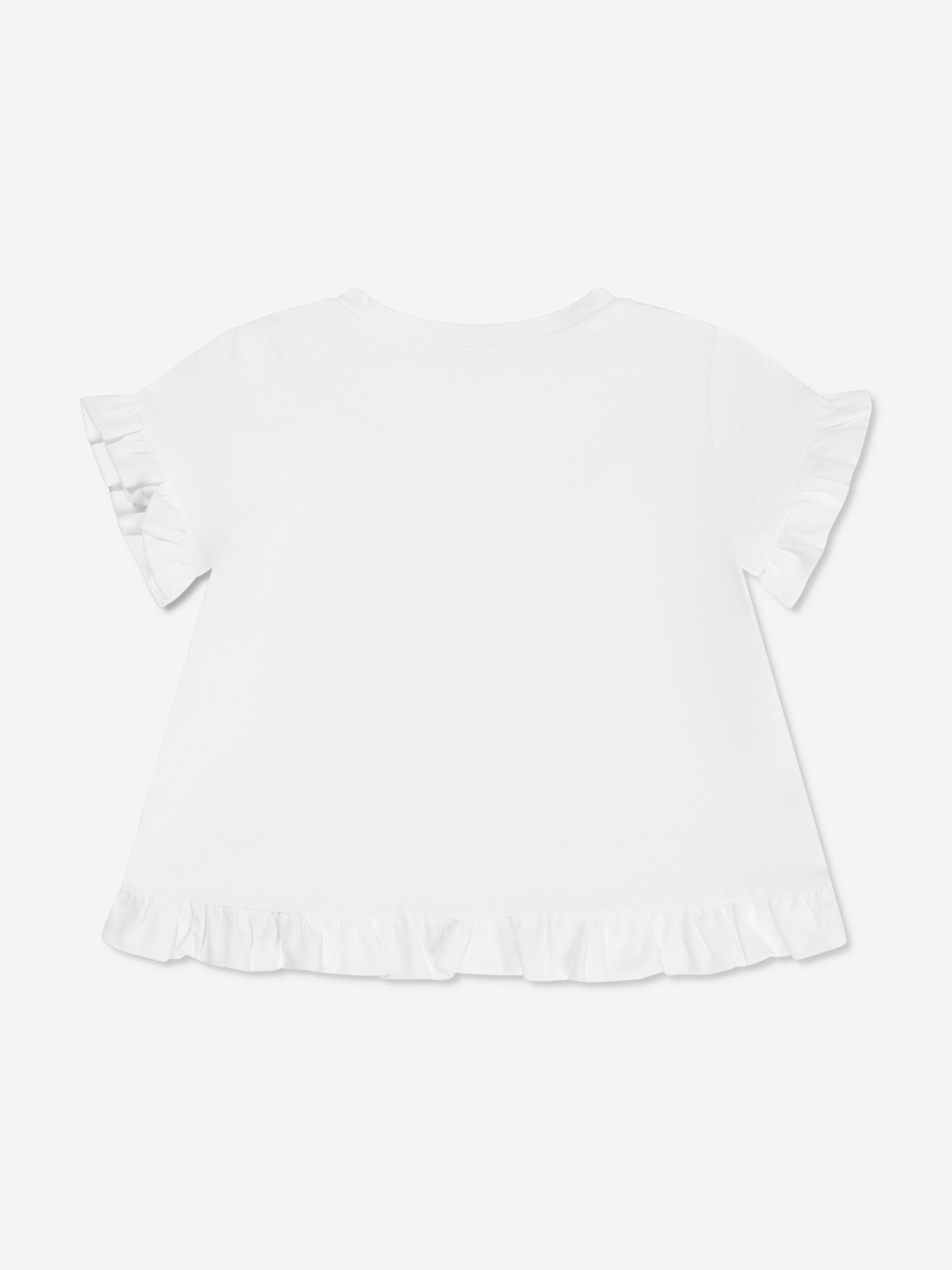 Balmain Baby Girls Logo Ruffle T-Shirt in White