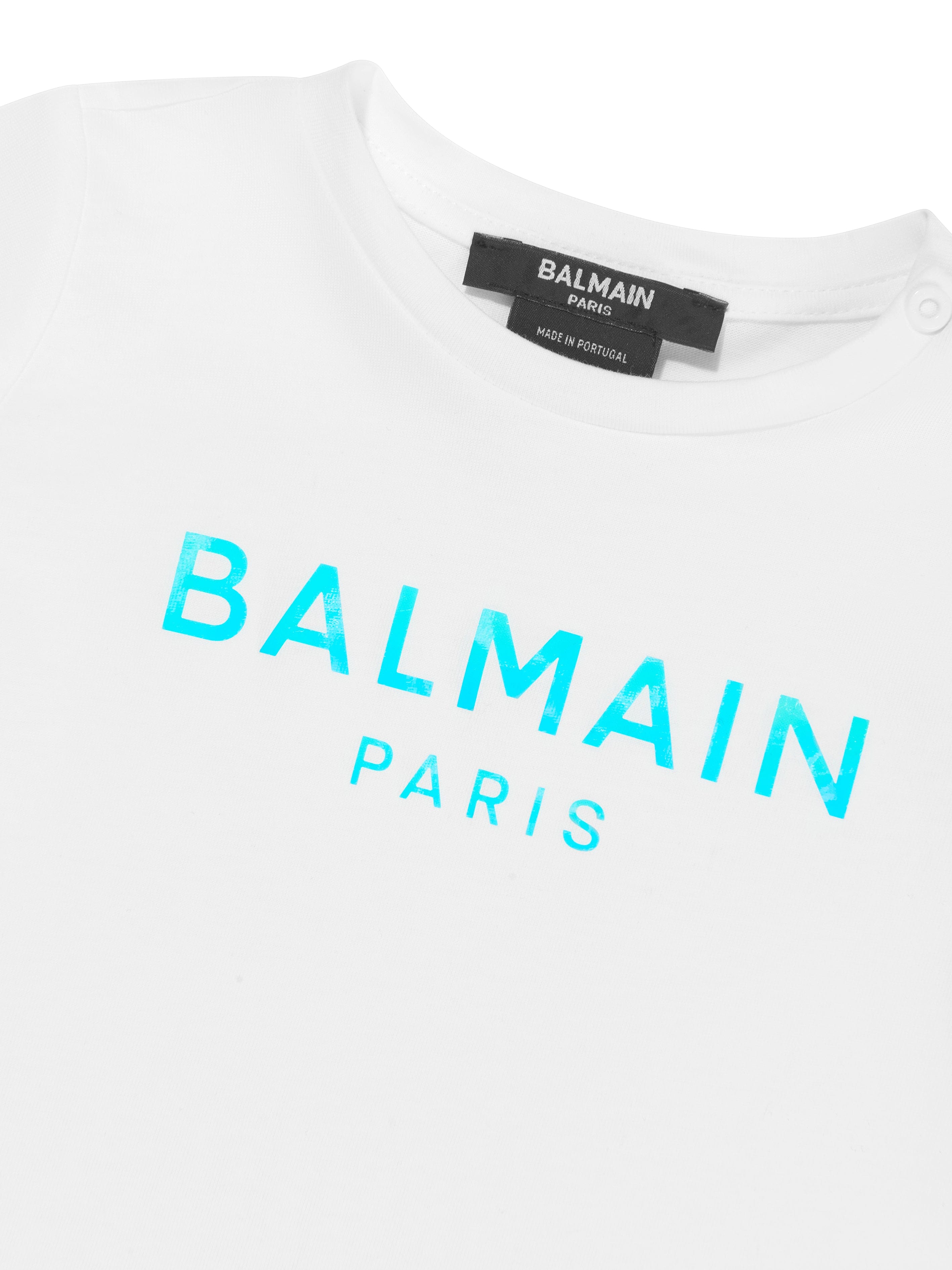 Balmain Baby Girls Logo Ruffle T-Shirt in White