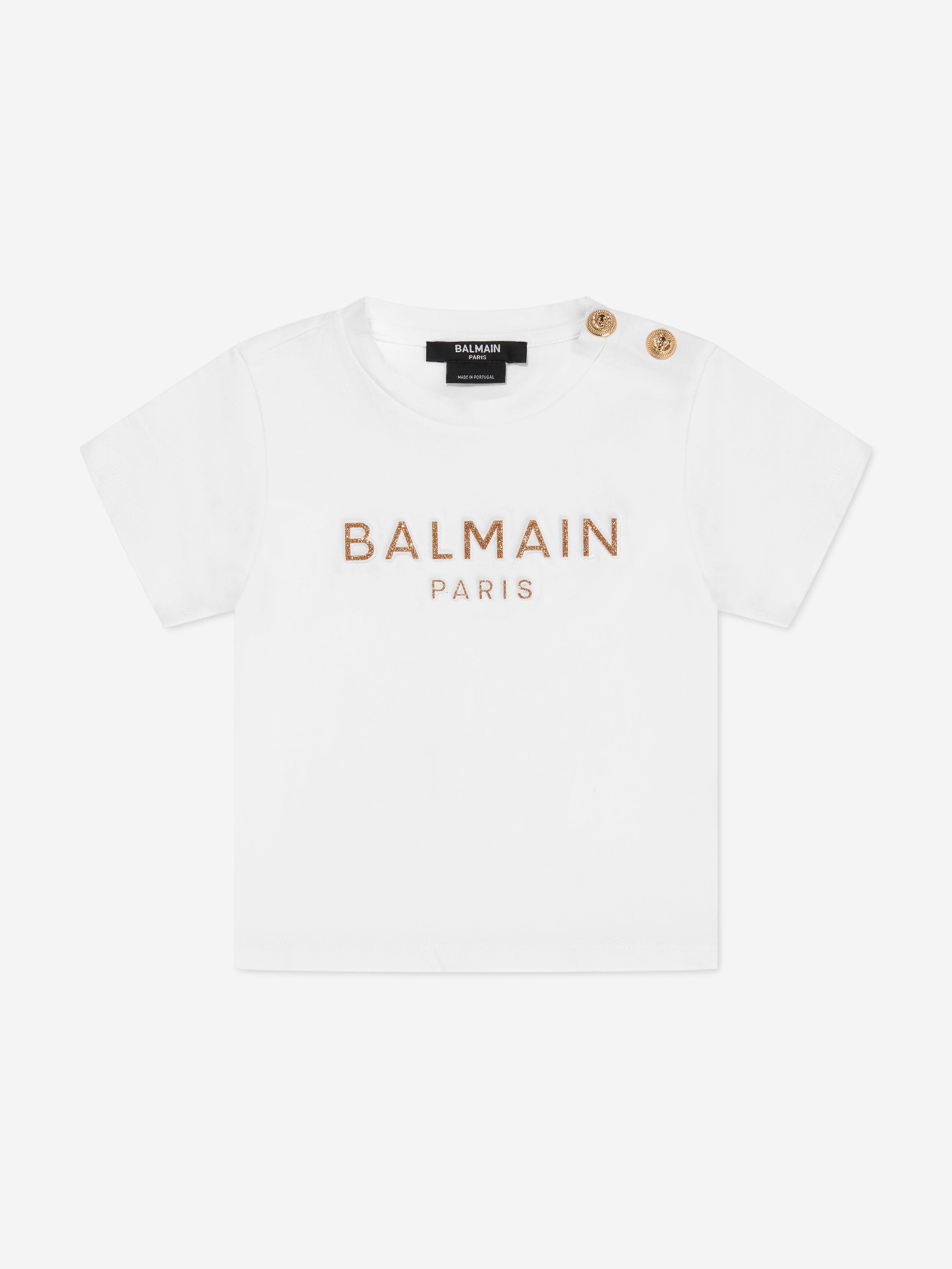 Balmain Baby Girls Logo Print T-Shirt in White