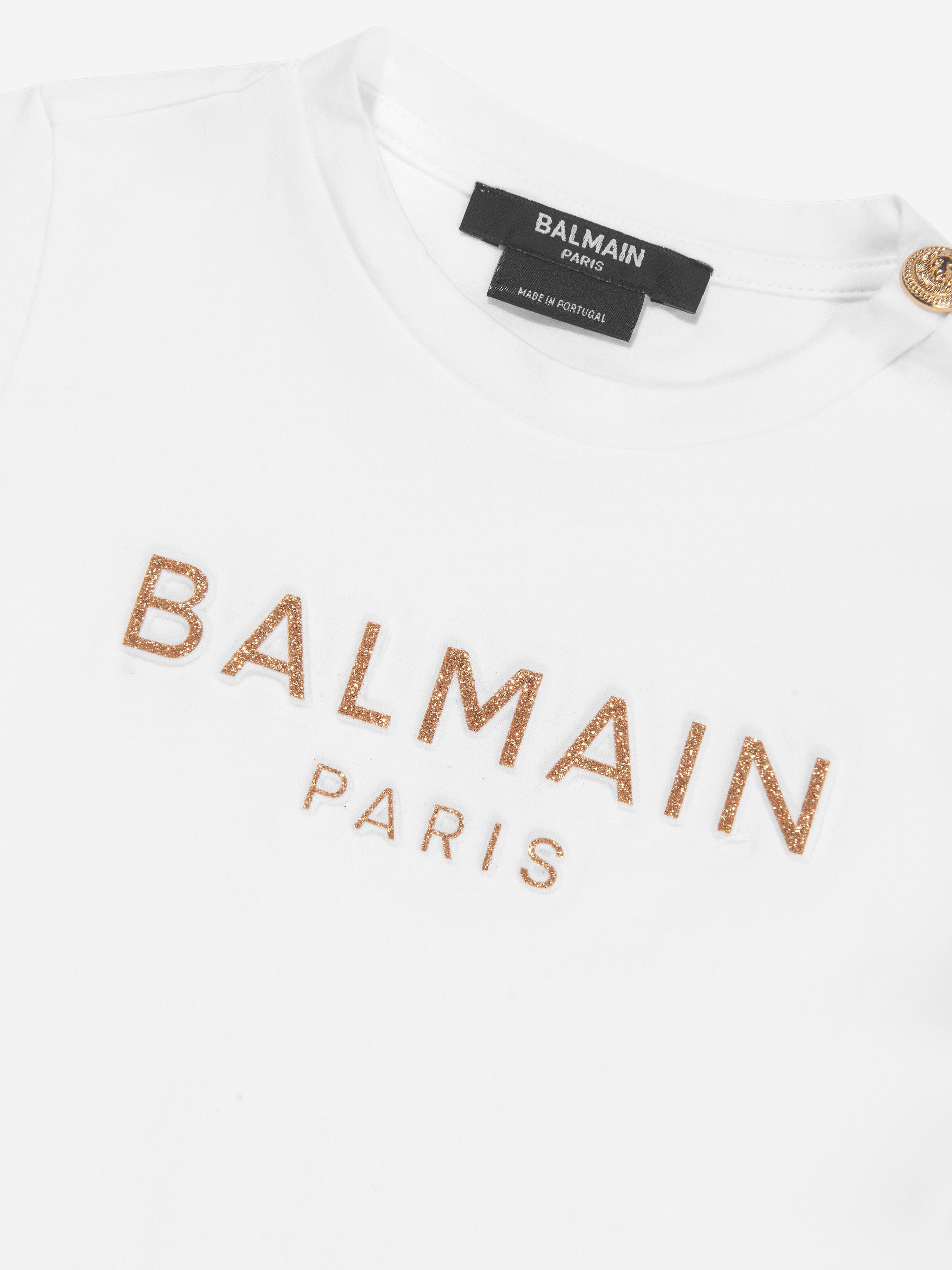 Balmain Baby Girls Logo Print T-Shirt in White