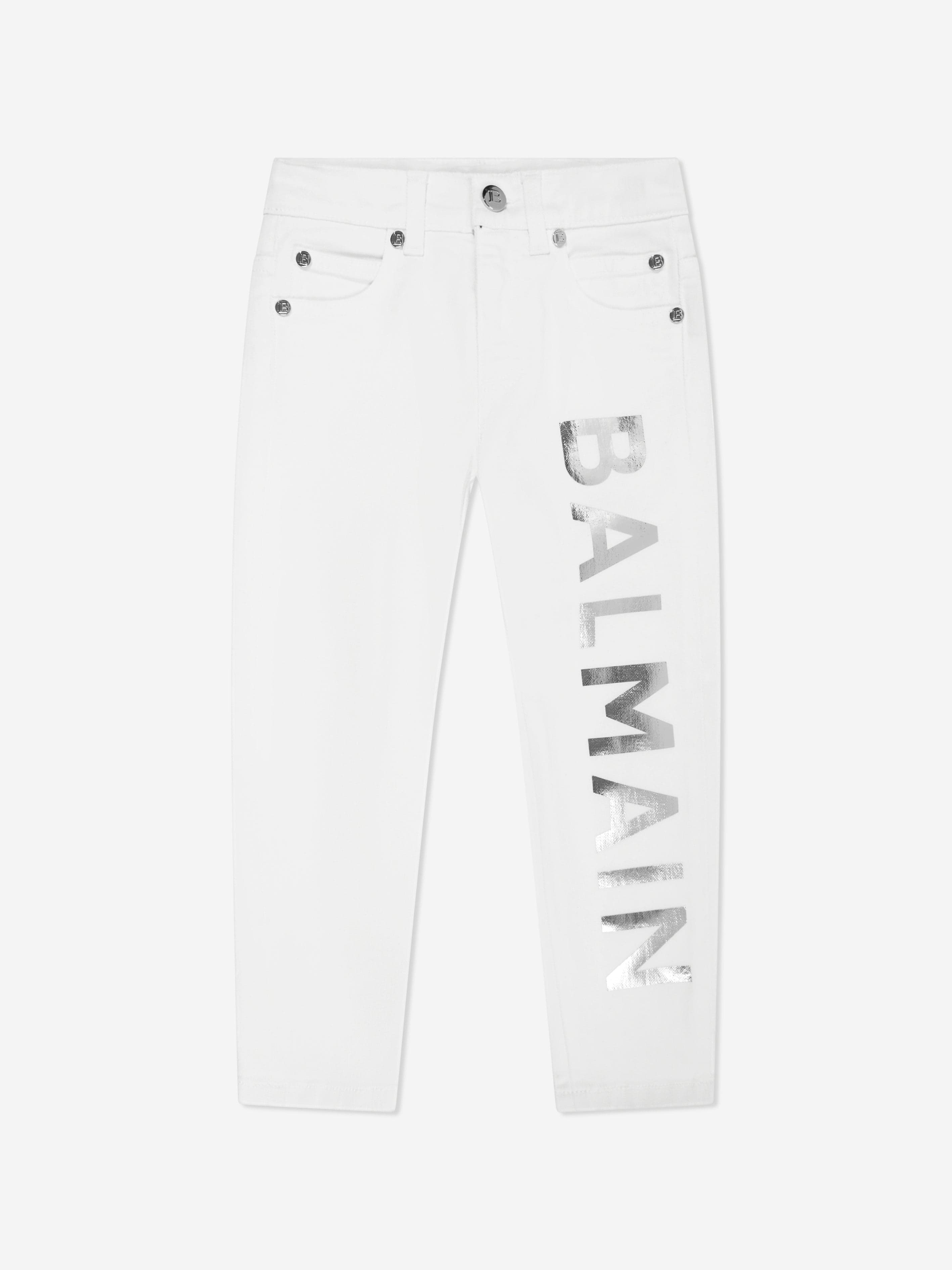 Balmain Boys Logo Jeans in White