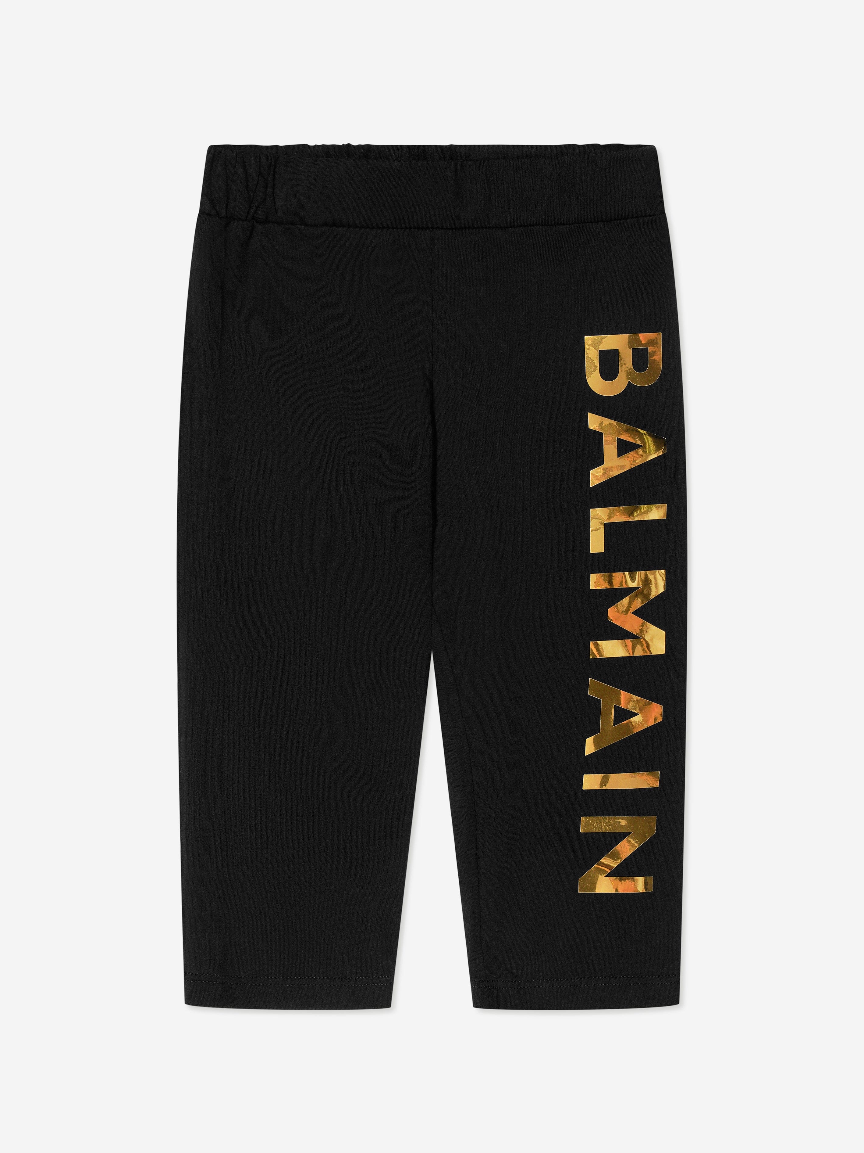 Balmain Girls Logo Print Leggings in Black