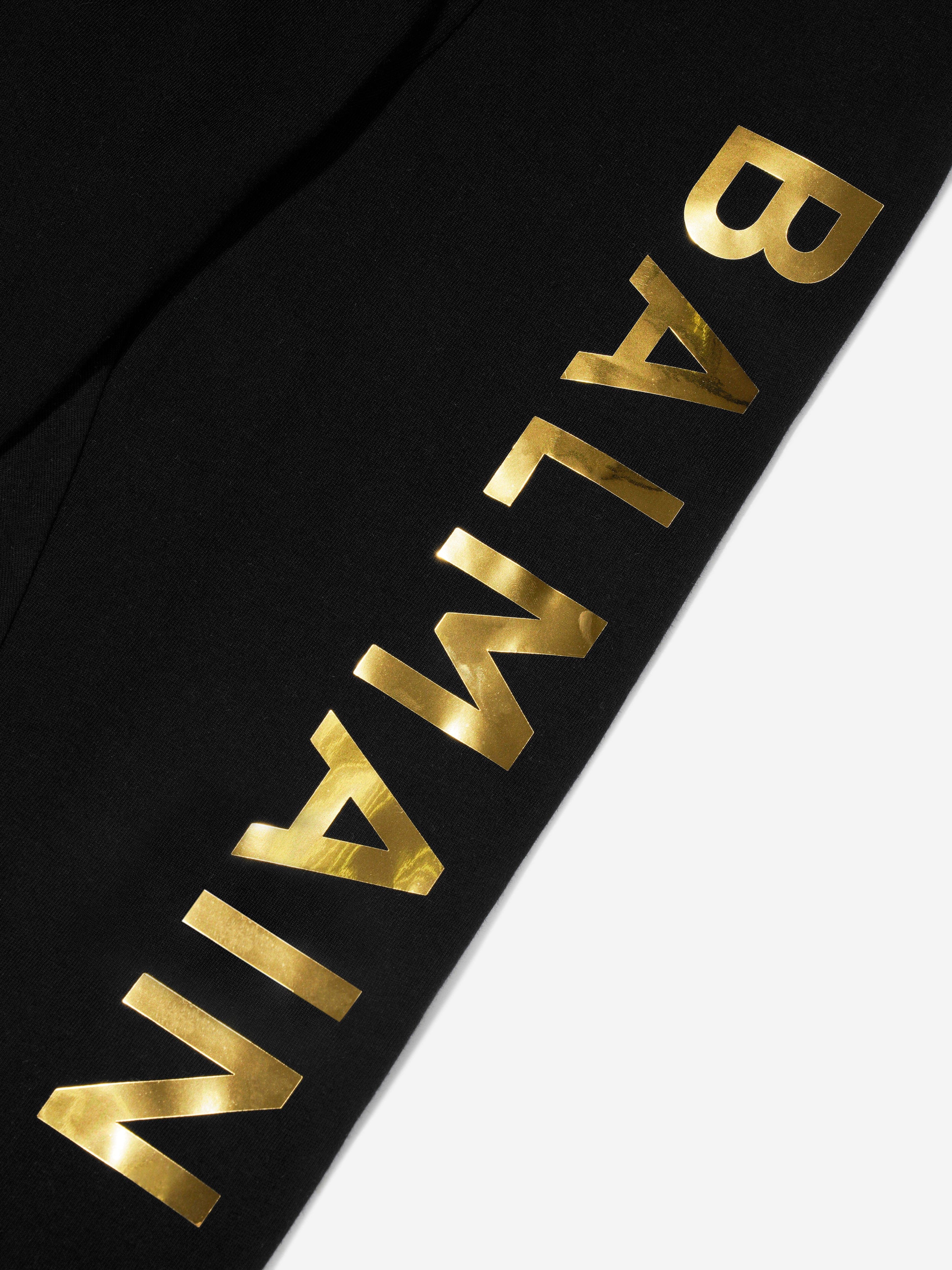 Balmain Girls Logo Print Leggings in Black