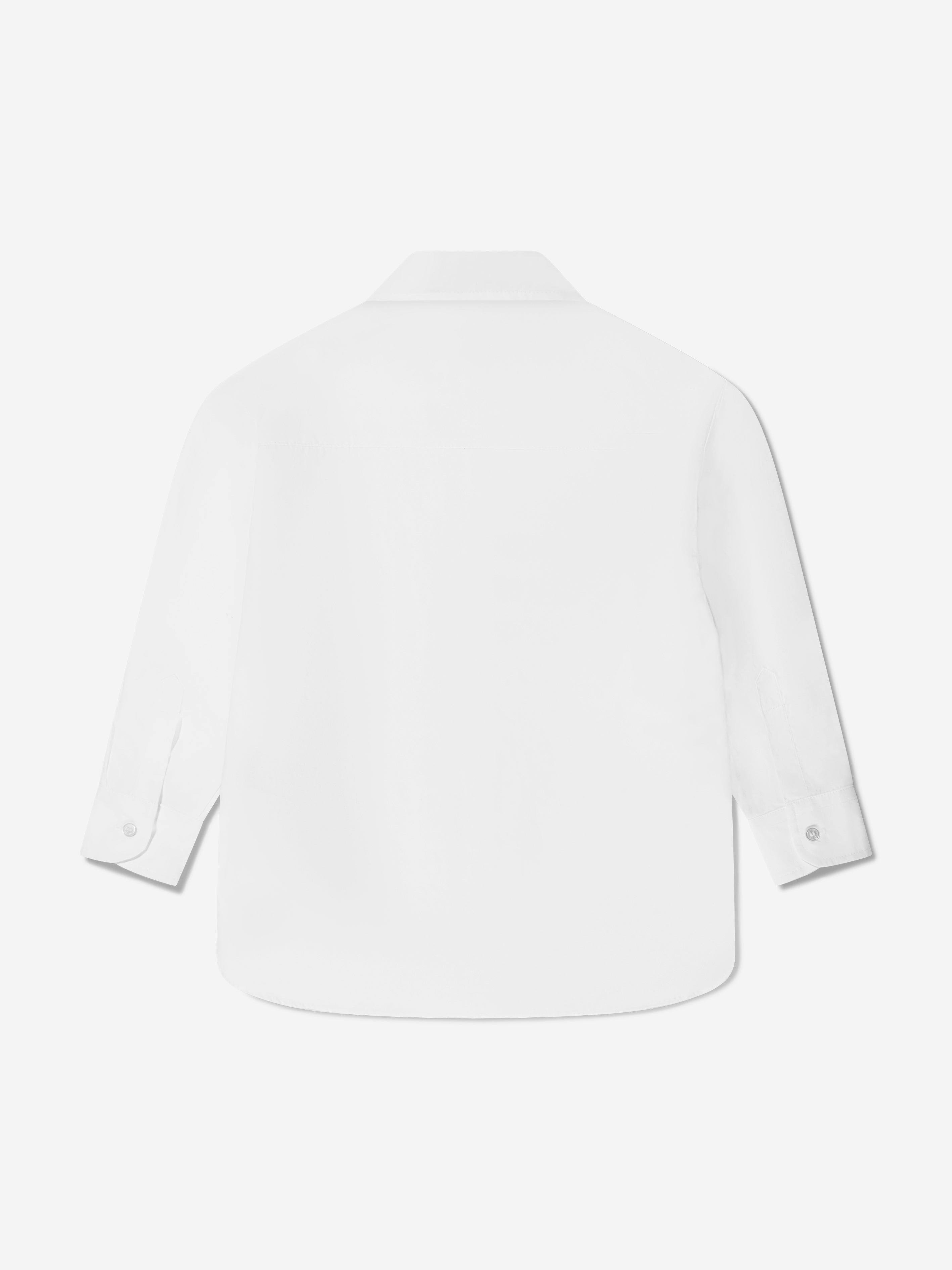 Balmain Boys Long Sleeve Logo Shirt in White