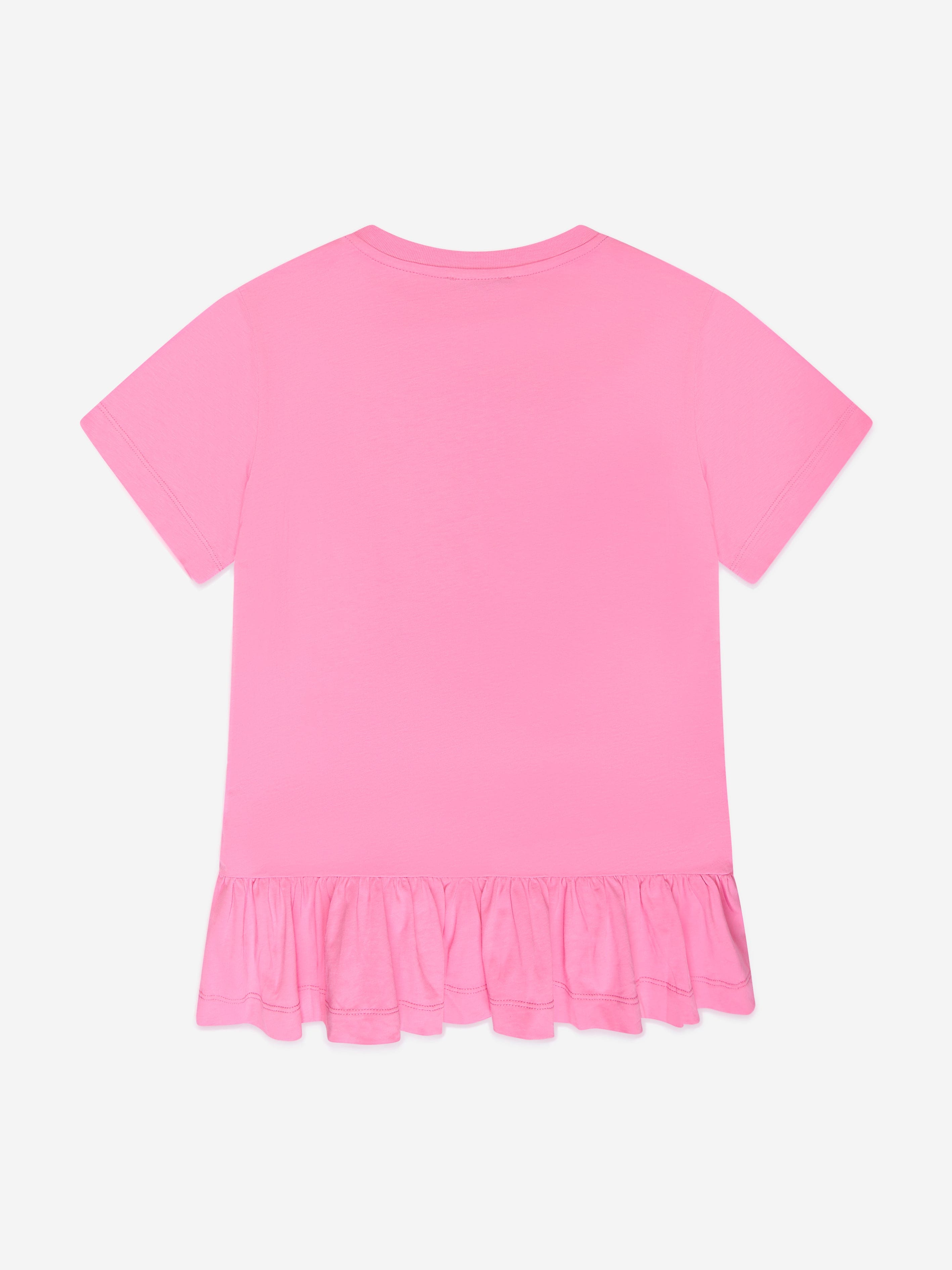 Balmain Girls Logo Jersey Dress in Pink