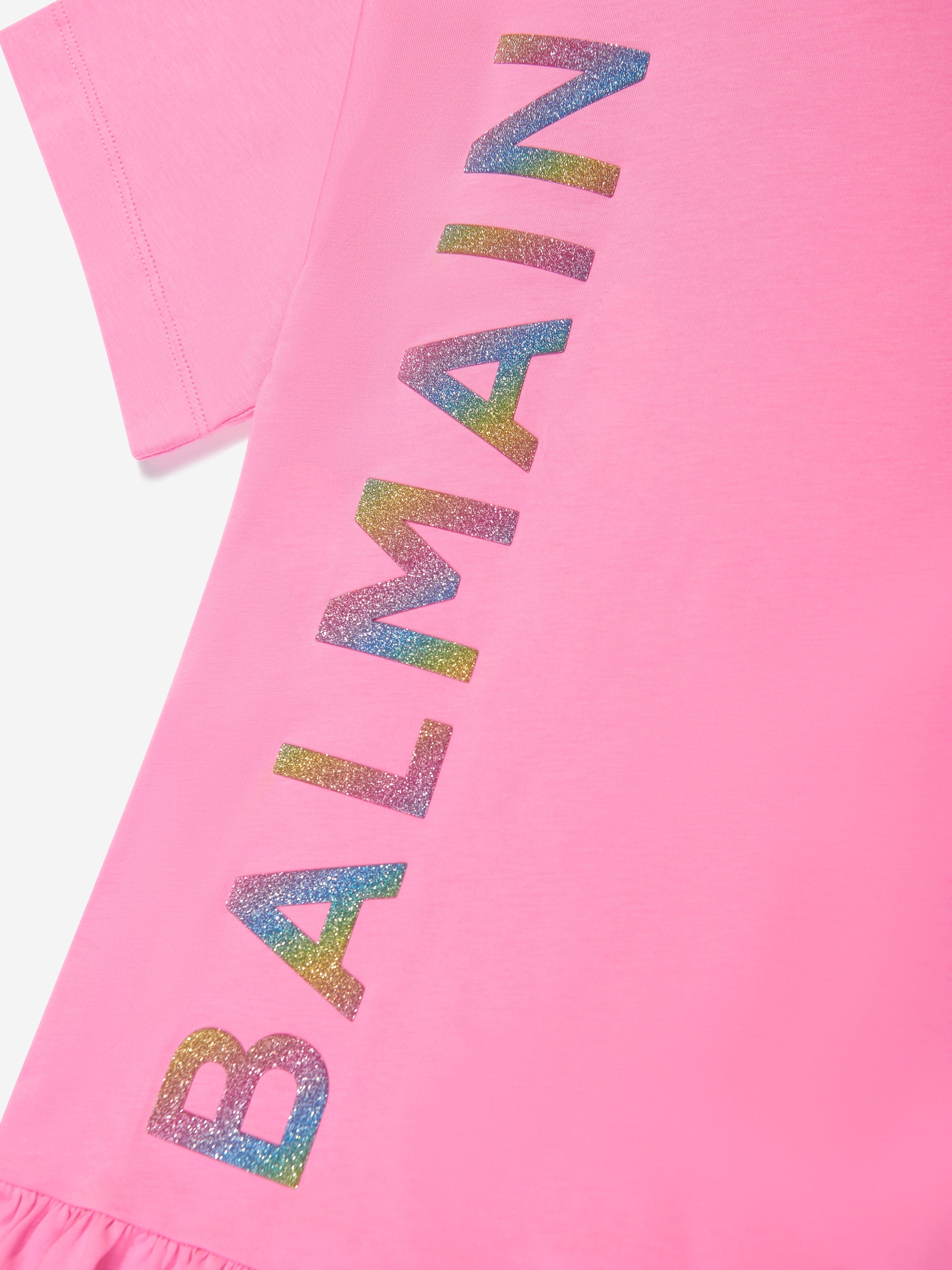 Balmain Girls Logo Jersey Dress in Pink