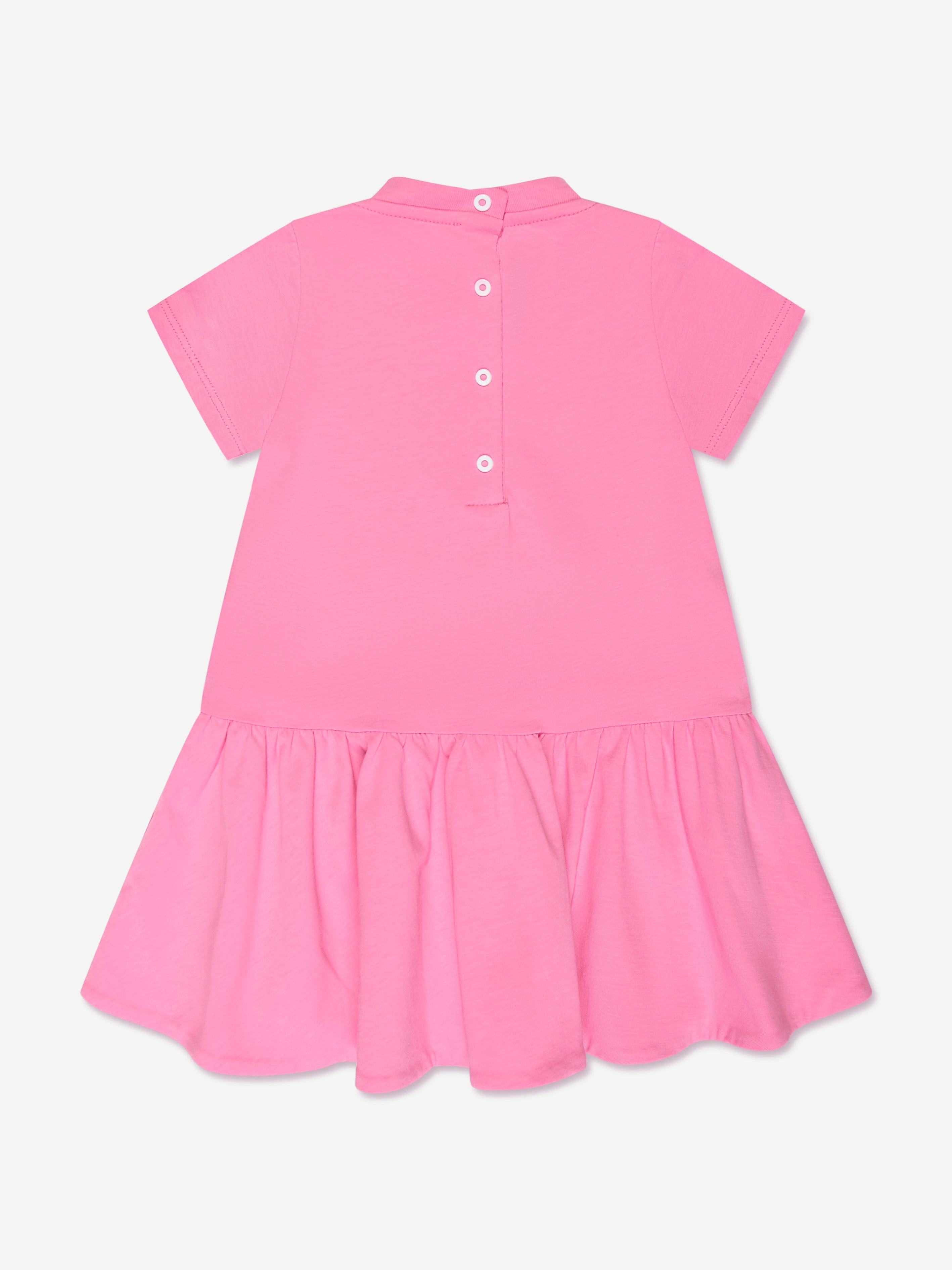 Balmain Baby Girls Logo Jersey Dress in Pink