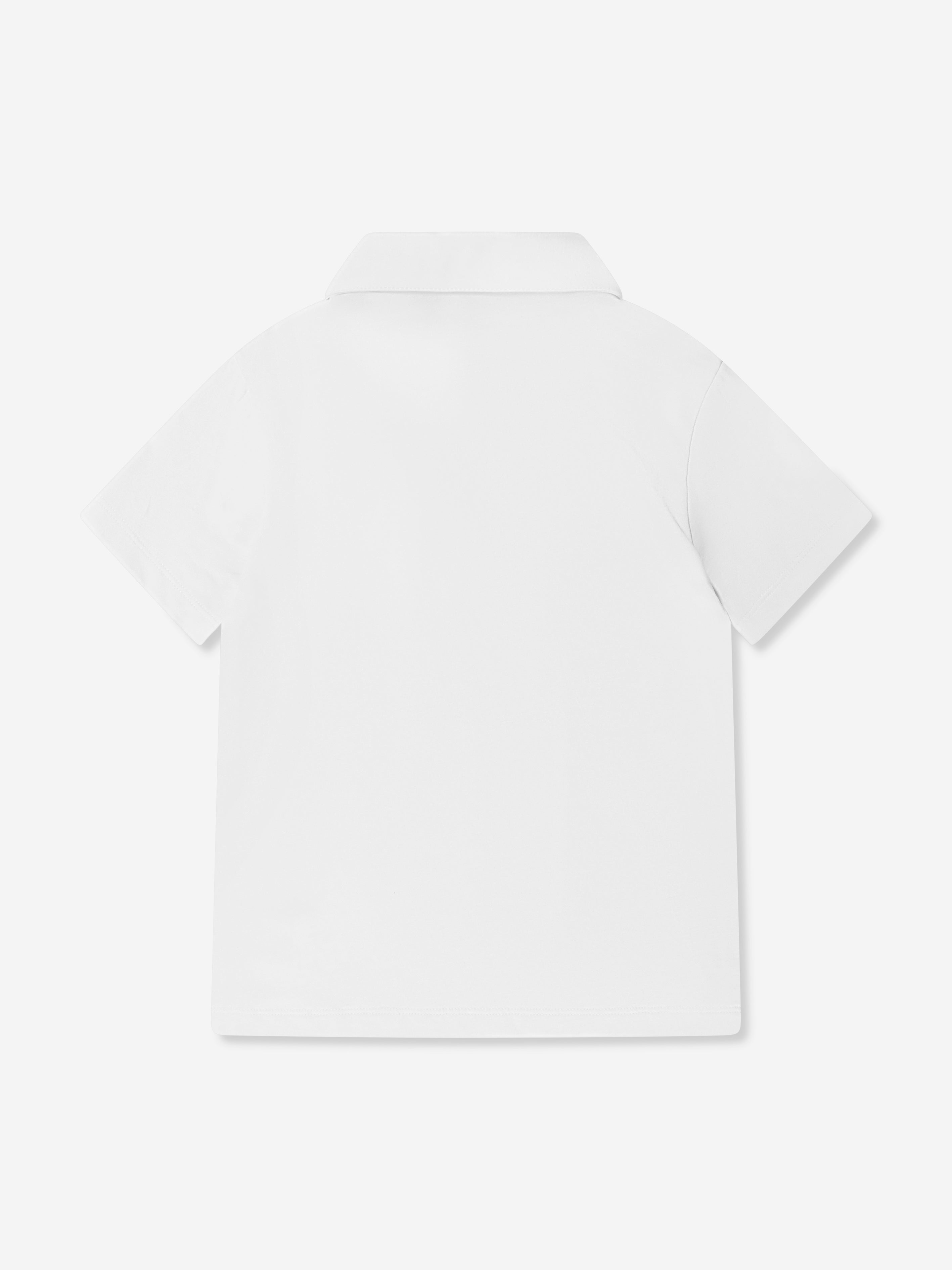 Balmain Boys Logo Tape Polo Shirt in White