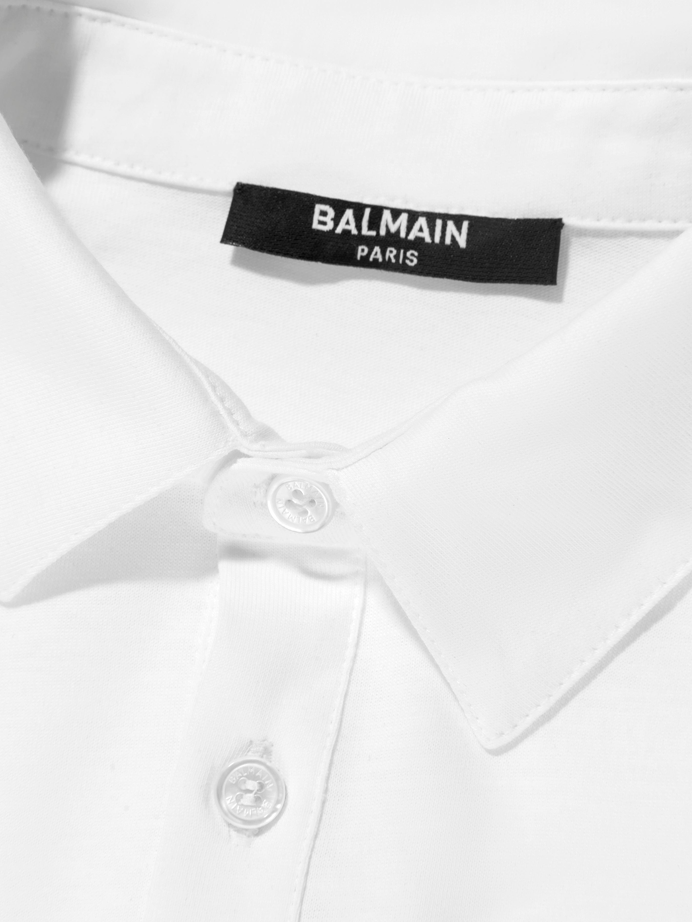 Balmain Boys Logo Tape Polo Shirt in White