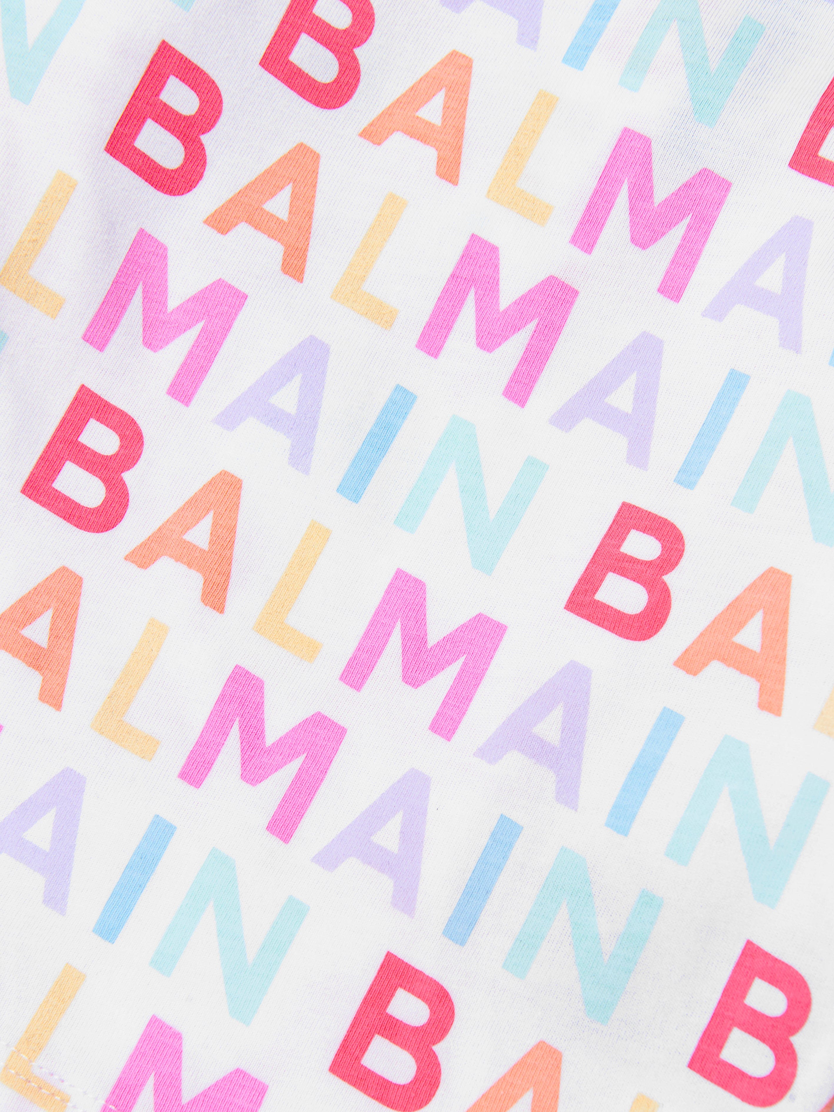 Balmain Baby Girls Long Sleeve Logo T-Shirt in Multicolour