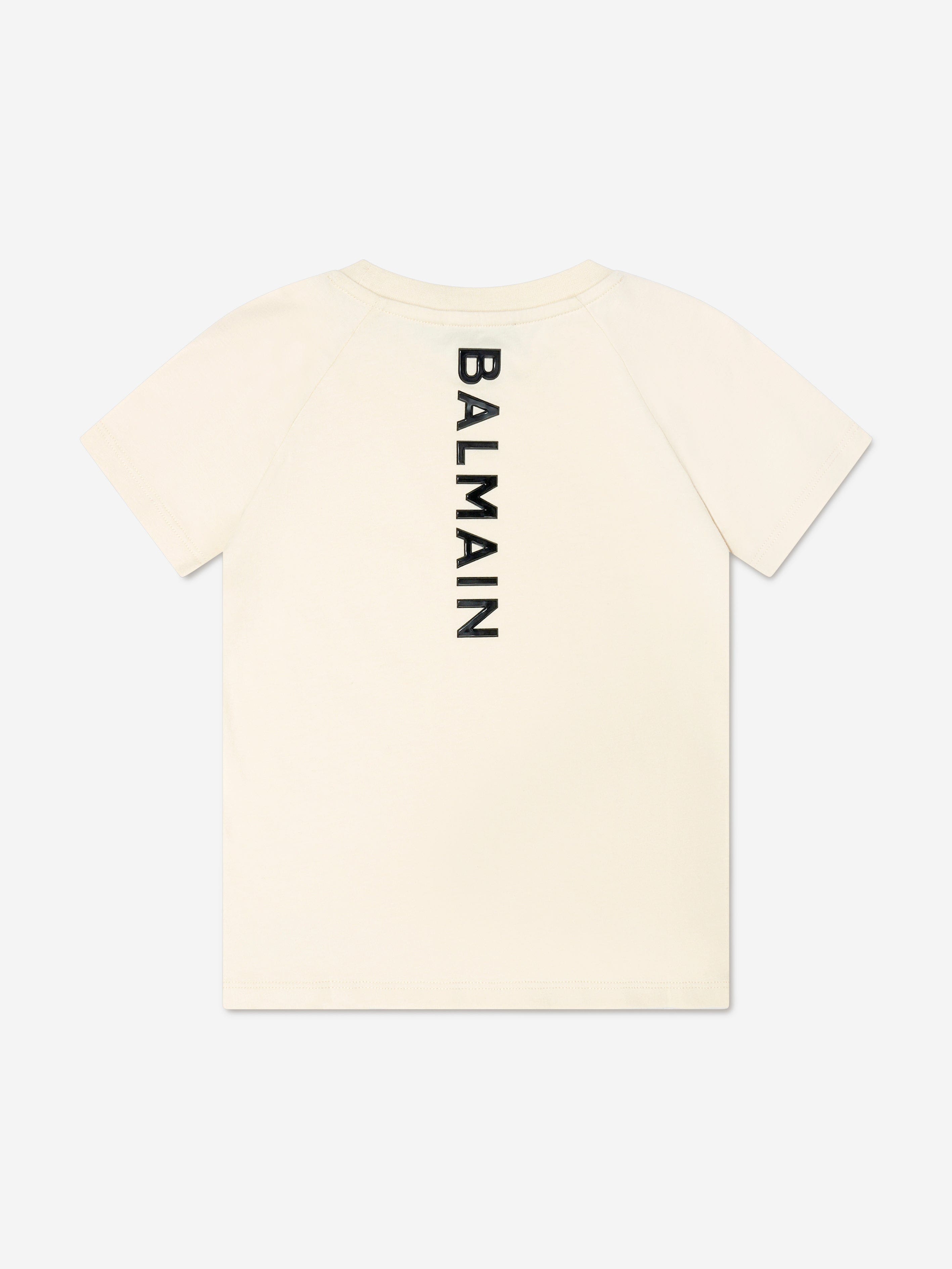 Balmain Boys Logo T-Shirt in Beige