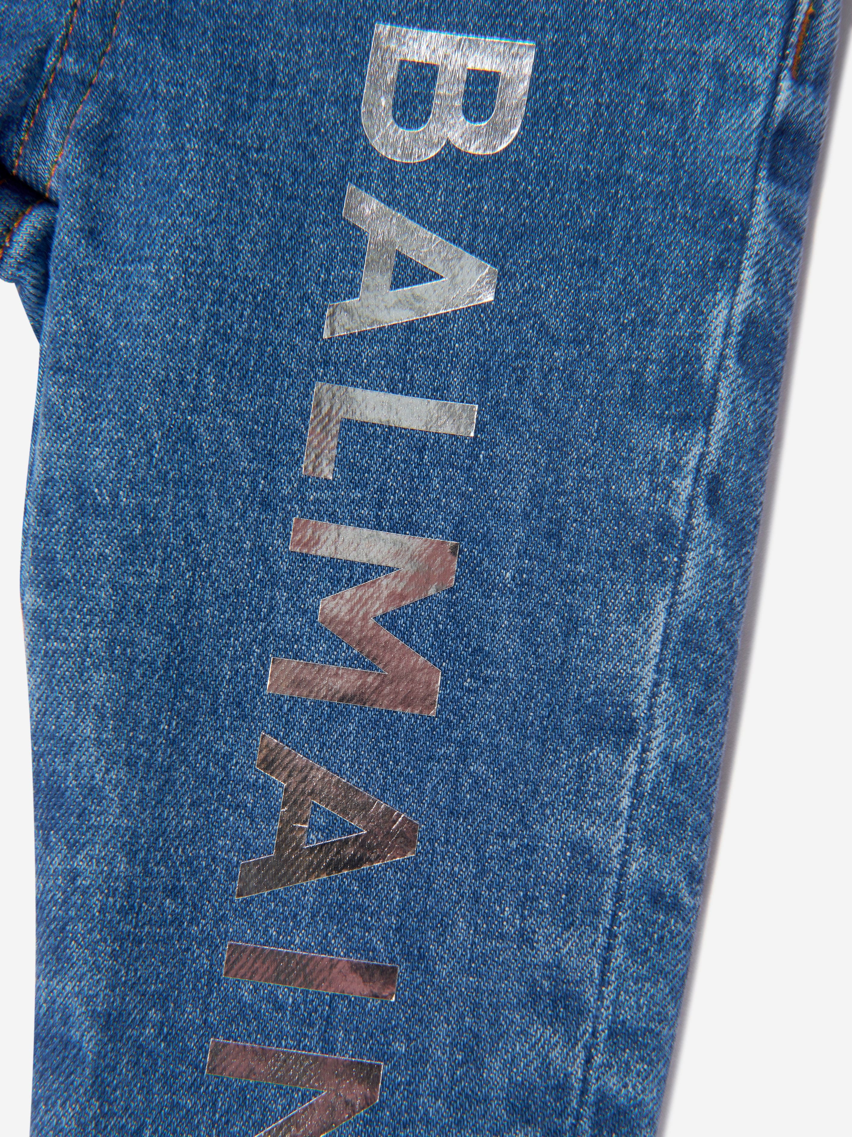 Balmain Baby Boys Logo Jeans in Blue