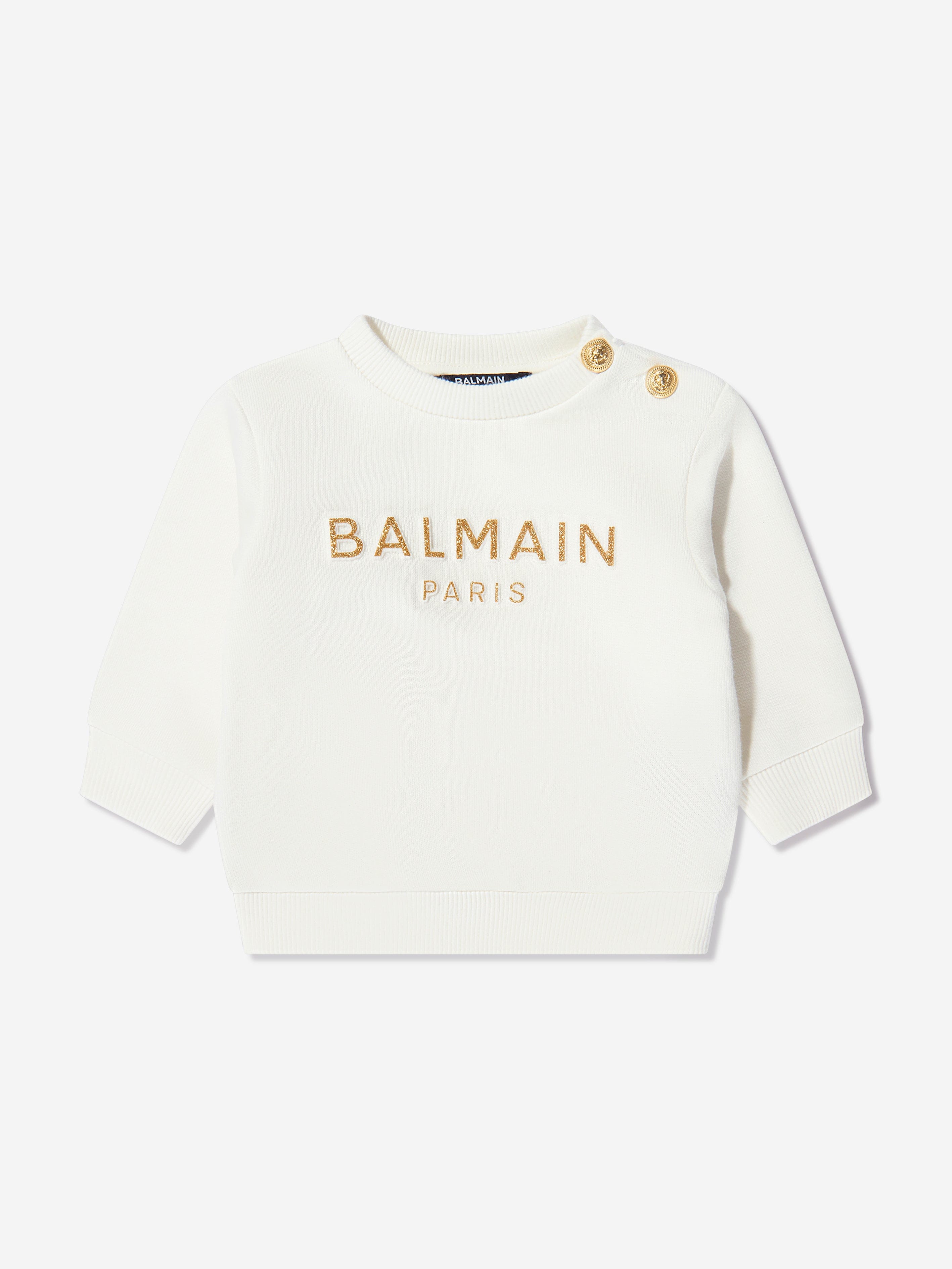 Balmain Baby Girls Logo Sweatshirt in Ivory