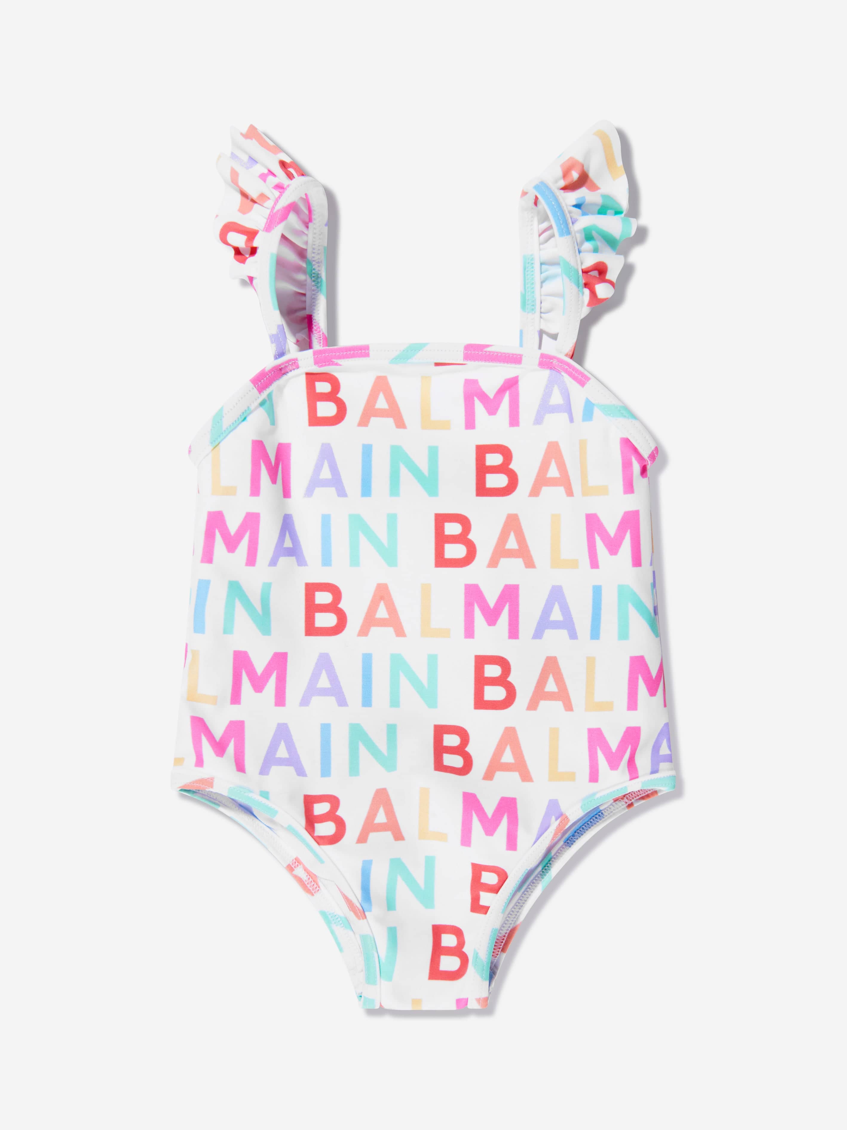 Balmain Baby Girls Logo Swimsuit in White