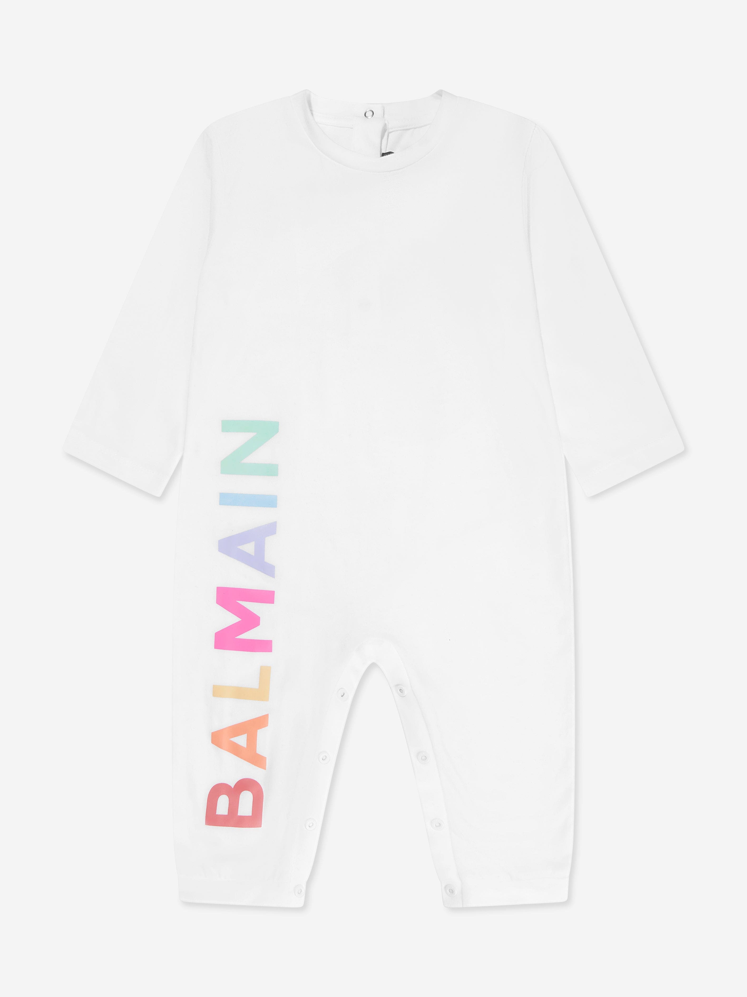 Balmain Baby Logo Romper in White