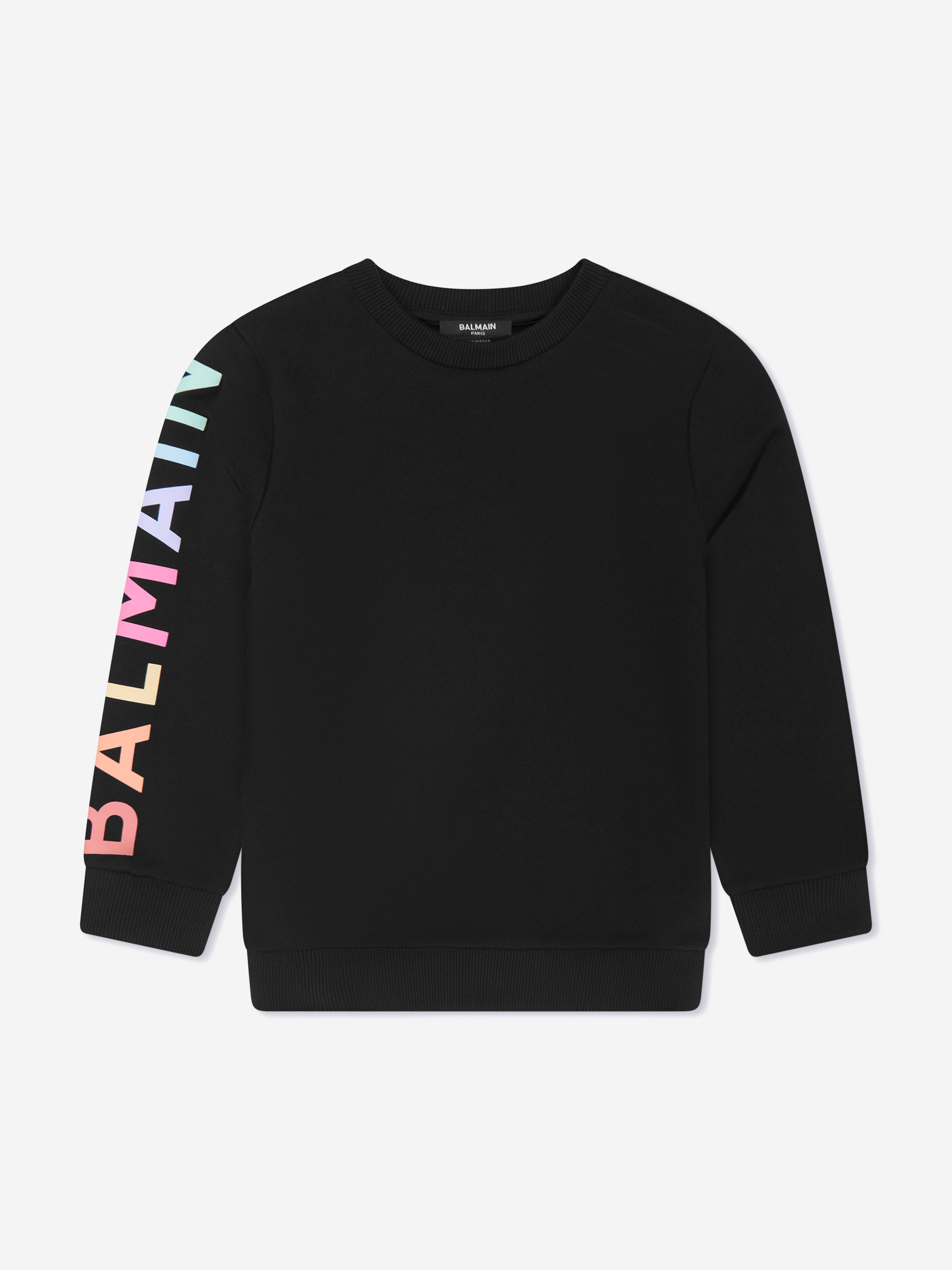 Balmain Kids Logo Sleeve Sweatshirt in Black