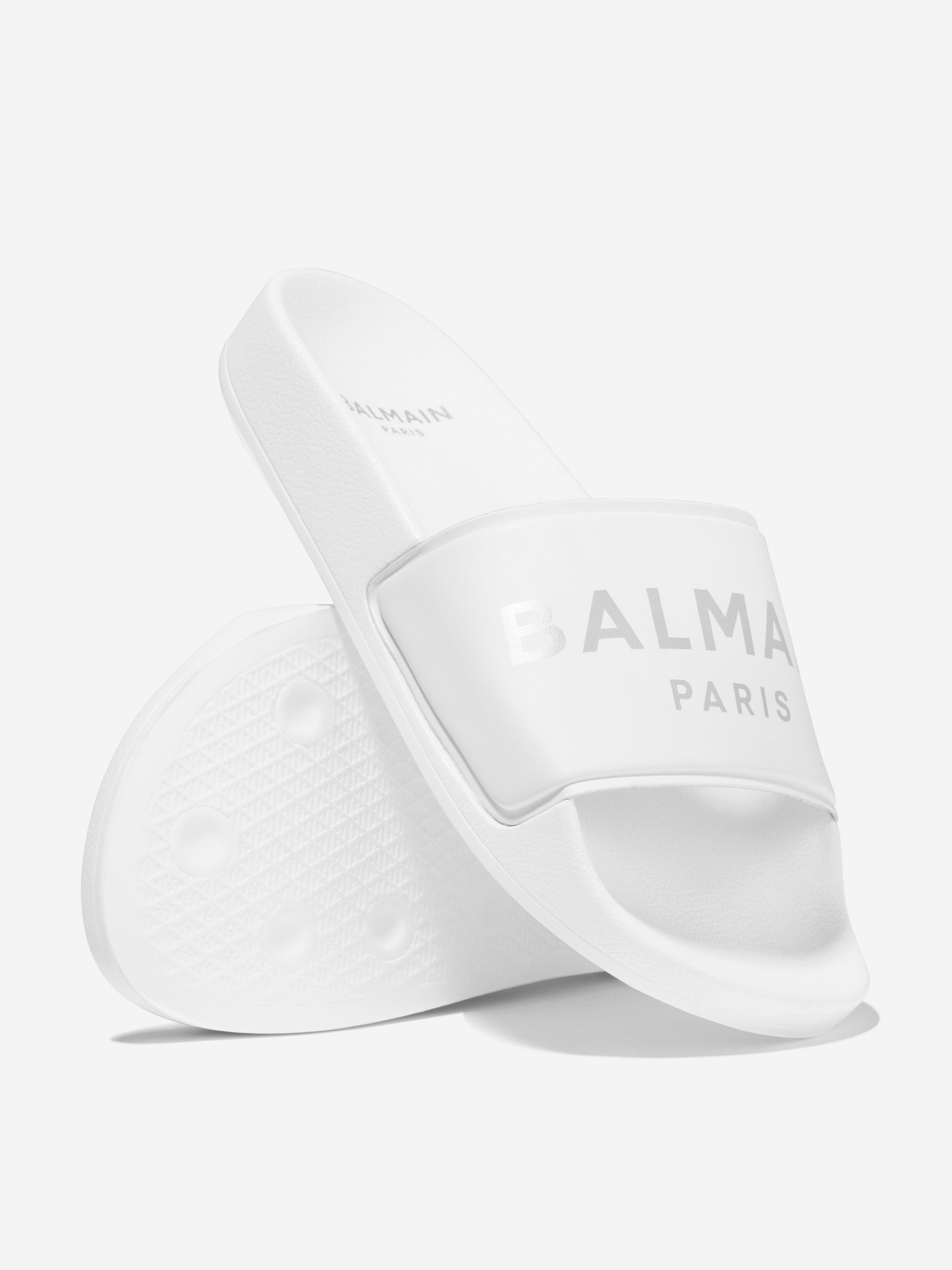 Balmain Kids Logo Sliders in White