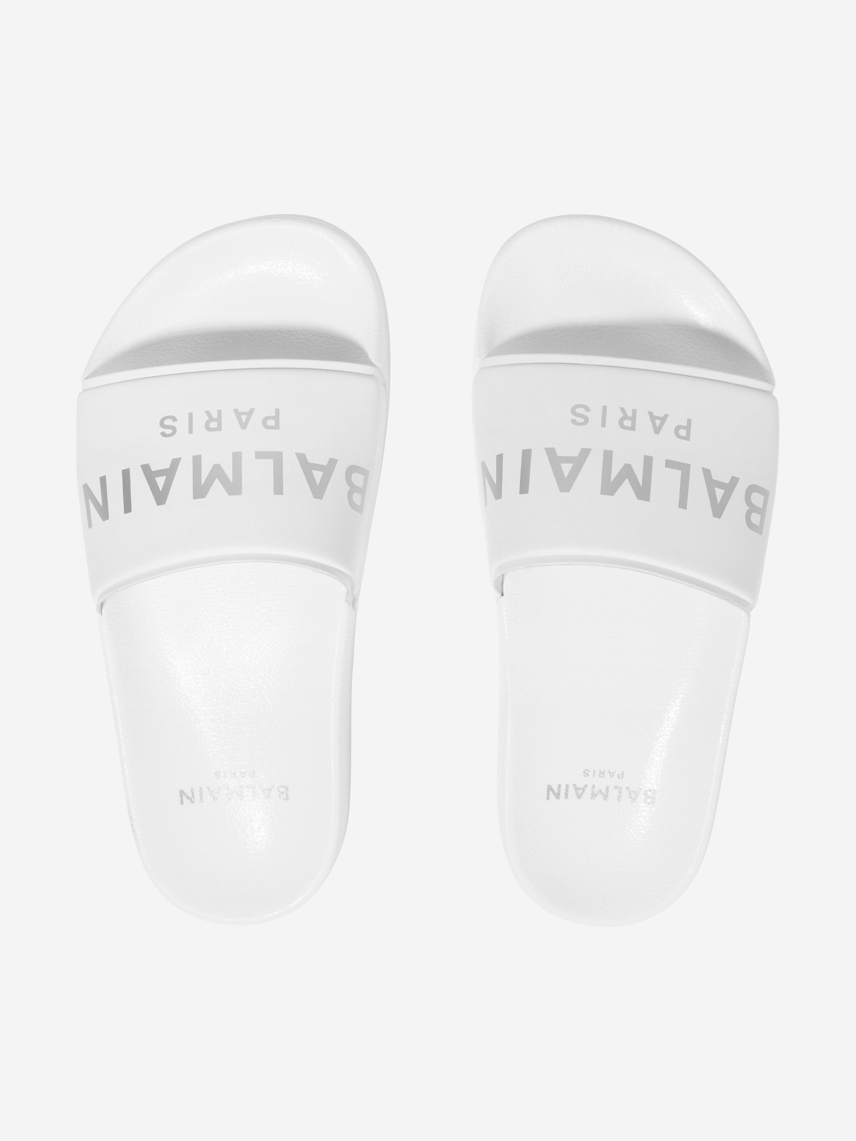 Balmain Kids Logo Sliders in White